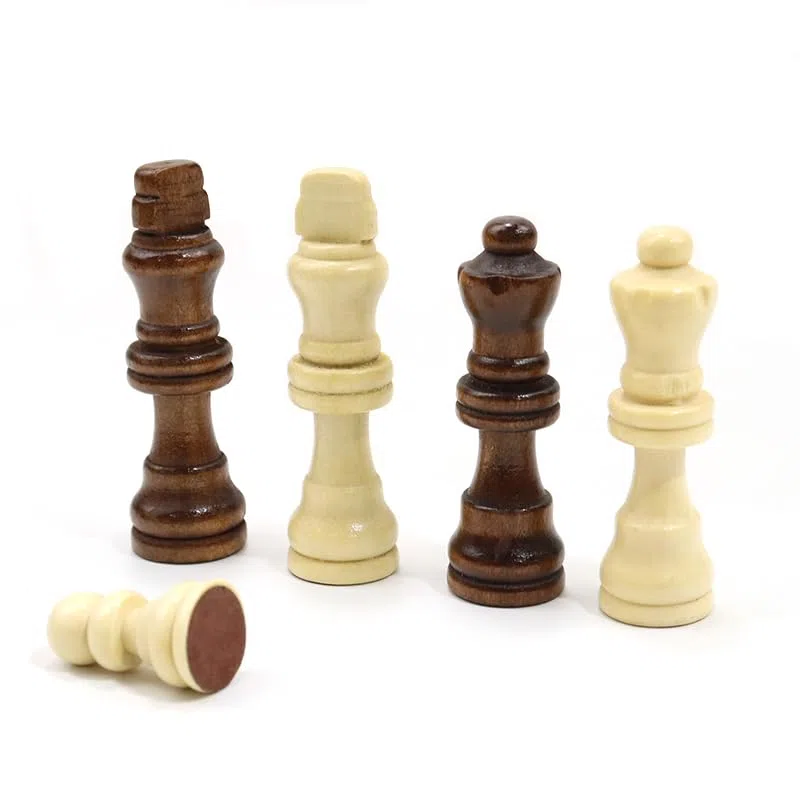 SET 32 PEDINE SCACCHI IN LEGNO - BIANCHE E NERE, ALTEZZA 2.5" | PERFETTE PER ADULTI E BAMBINI
