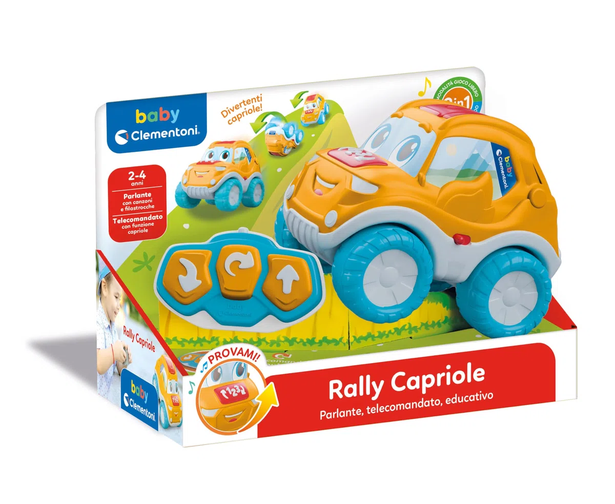 Clementoni Baby Rally Capriole, Macchinina Bambino 2-4 Anni, Gioco Prima Infanzia, Macchina Telecomandata con Suoni e Canzoni, Stimola Manualità, Linguaggio e Coordinazione, Lingua Italiana, 17996
