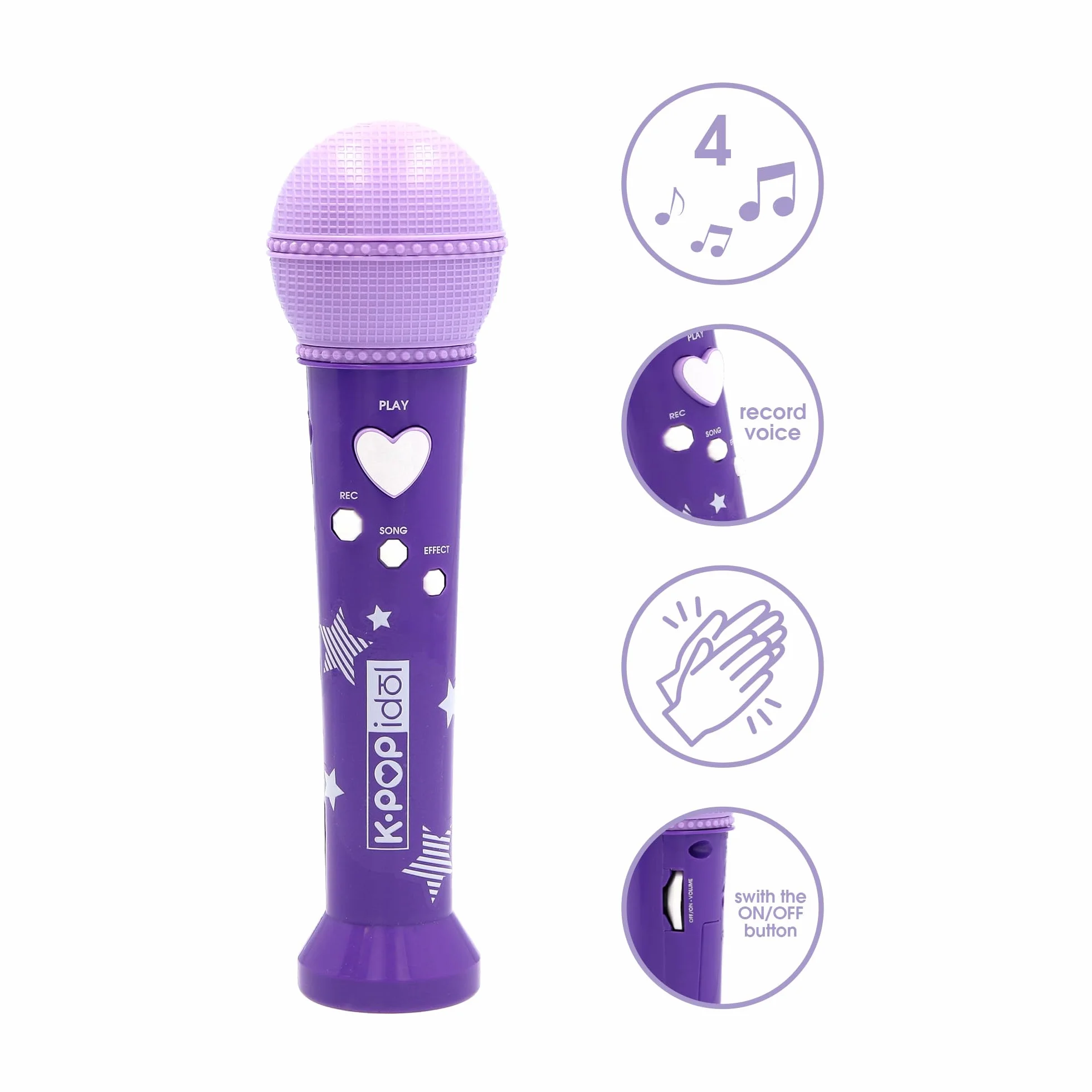 Giocattolo musicale K POP IDOL Microfono con registrazione vocale e suoni integrati