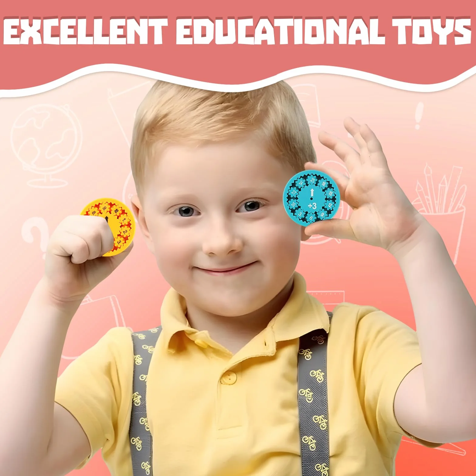 Math Fidget Spinner, 18PCS Math Fact Fidget Spinner, Fidget Toys Matematico Antistress Bambini Adulti, Giocattolo Matematico per Tutte Le età (Addizione Sottrazione Moltiplicazione Divisione)