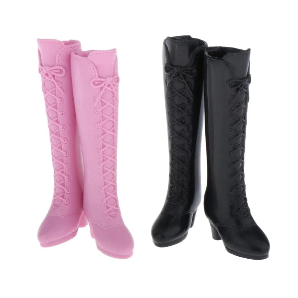 Scarpe per bambole fatte a mano, 2 paia per bambole da 30,5 cm e accessori di ricambio neri per costumi da bambola da 1/6