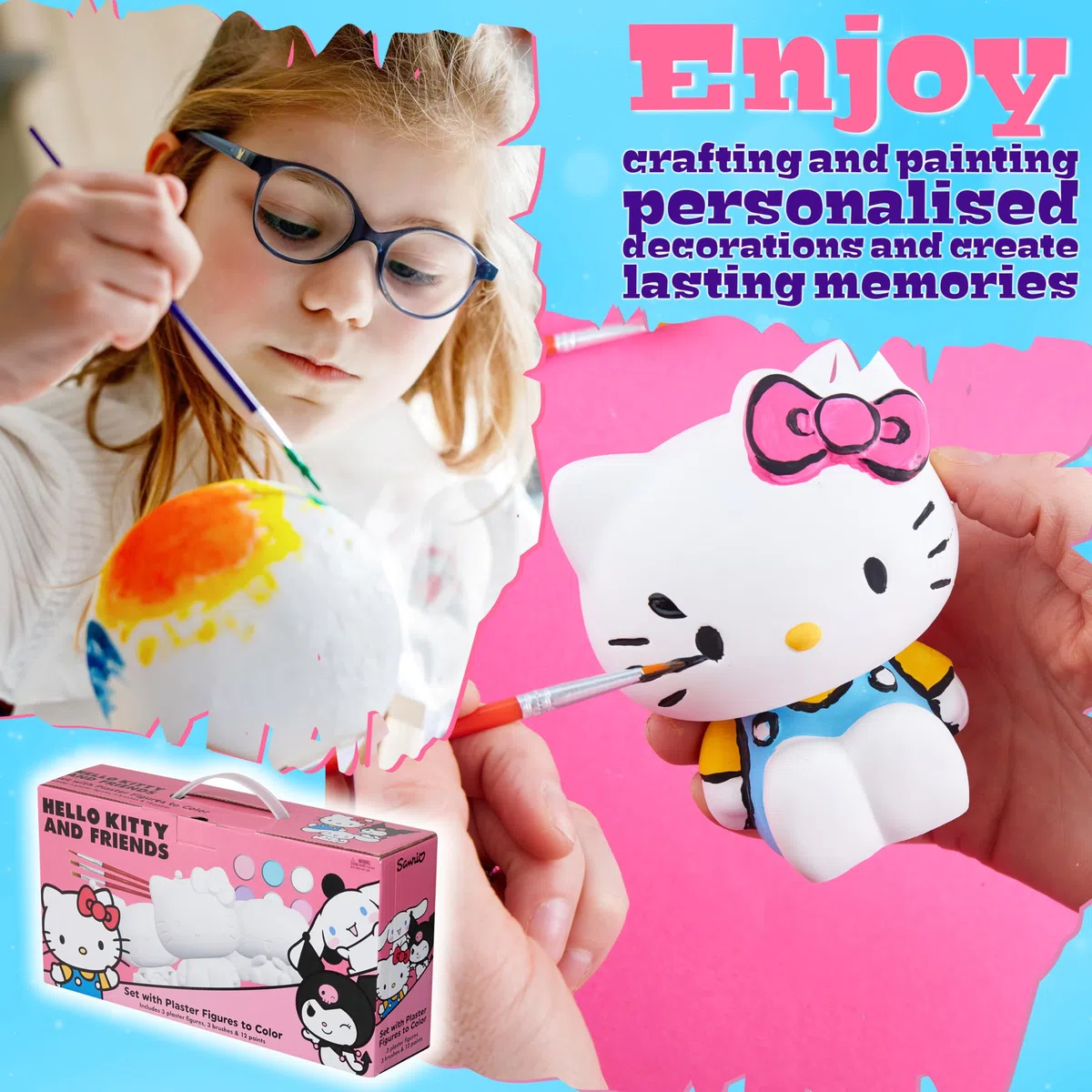 Get Trend Hello Kitty Sanrio Dipingi il Tuo Set per Bambina, Figurine in Gesso Acquerelli Set Pittura Bambini, Kawaii DIY Kit per Dipingere, Regalo Bambini (Multi Hello Kitty)