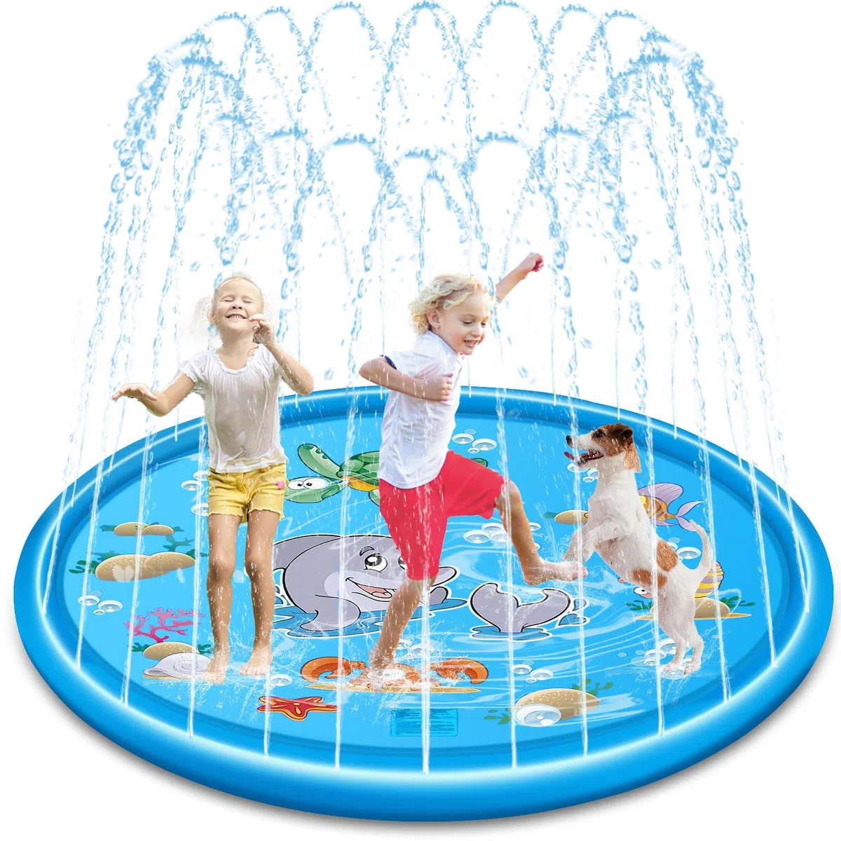 Tappetino Gioco d'Acqua per Bambini, 170 CM Tappetino da Gioco con Spruzzi d'Acqua, Giocattolo per Tappetino Spray Esterni da Giardino Estivo per attività per Famiglie