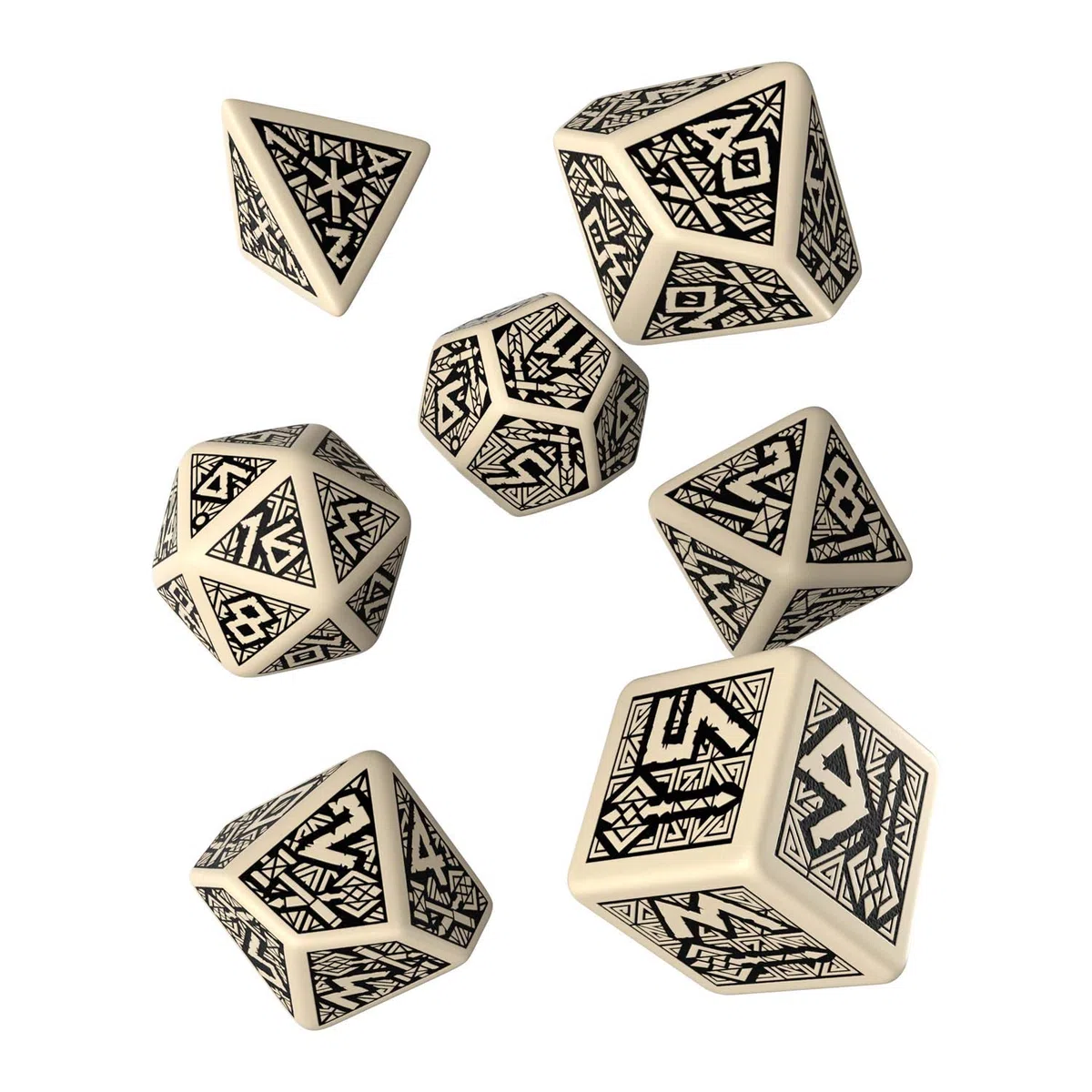 Q-workshop Set di Dadi Nanici Beige/Nero (7)