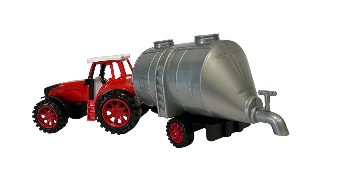 Trattore Agricolo con Rimorchio - Carro Cisterna, Aratro, Porta Animali - Giocattolo a Frizione per Fattoria (CISTERNA)
