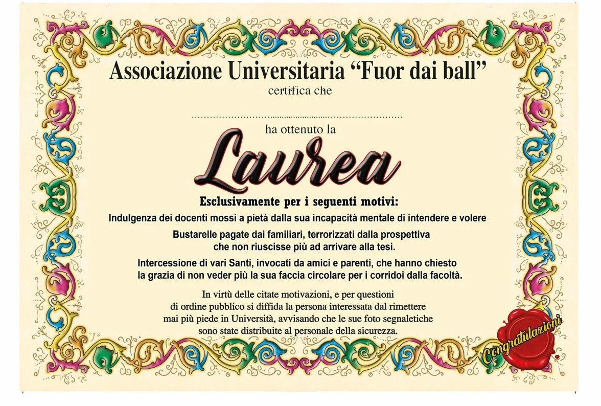 Bombo Targa Premio per Laurea Associazione Universitaria