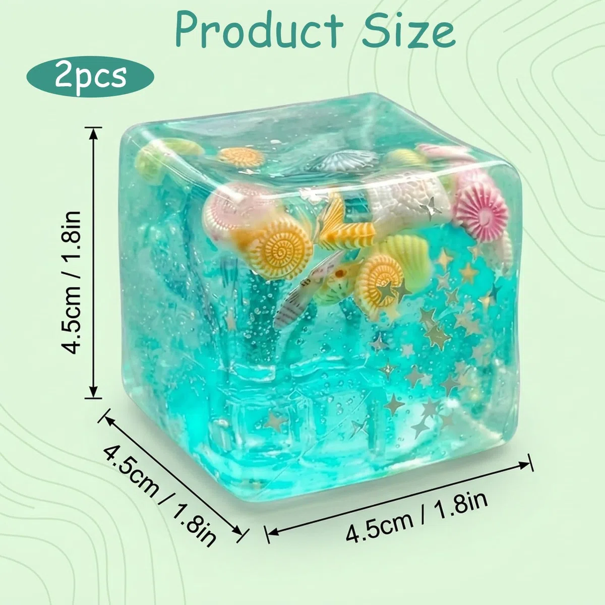 2 cubetti di ghiaccio Squishy, bel cubo per messa a fuoco, conchiglia in riva al mare per adulti, supporto per la concentrazione di scrivania e aula