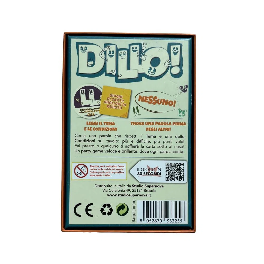 Dillo! - Party game di parole e velocità, 2-8 giocatori, 10+, 20 min, Edizione italiana
