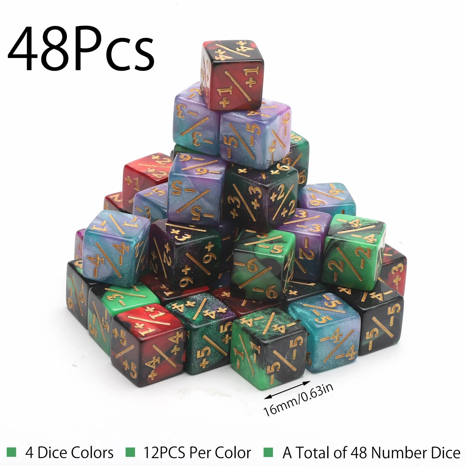DAWRIS 48 pezzi contatori dade, token dade fedeltà compatibili con MTG, CCG, accessori per gioco di carte con sacchetti di immagazzinaggio