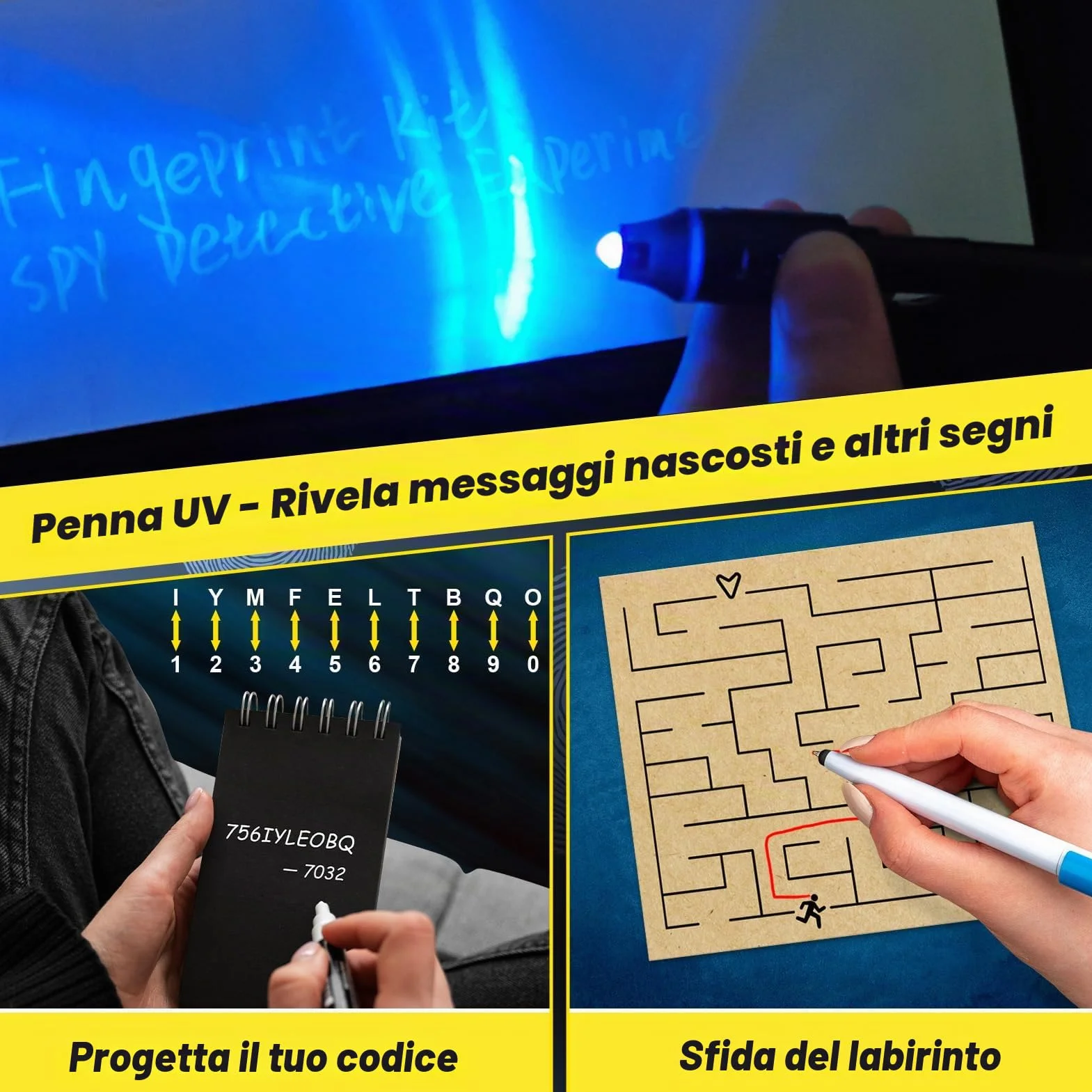 UNGLINGA Set di giocattoli da detective, esperimenti e impronte digitali, gioco di ruolo, occhiali da spionaggio, regalo di compleanno