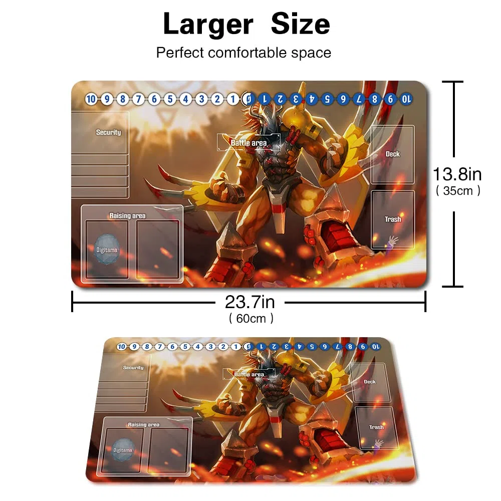 Four leaves Set di tappetini da gioco per tavola Digimon con borsa, tappetino da tavolo per gioco di carte TCG Dimensioni 60 x 35 cm compatibile con mouse pad MTG TCG Digimon con zone per carte