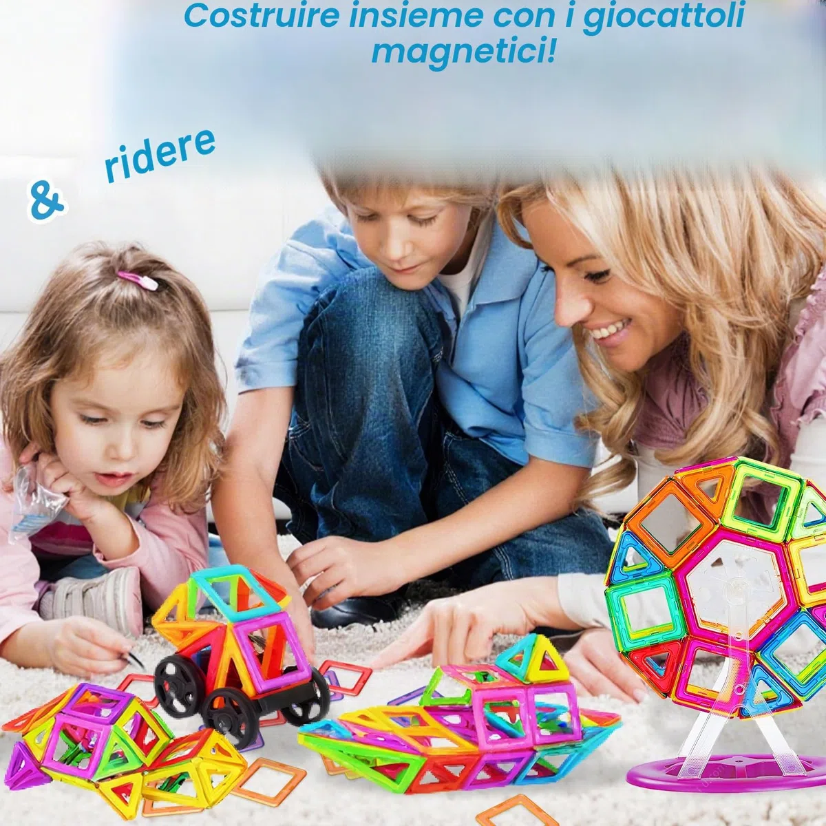 Blocchi Magnetici 120 Pezzi Giocattolo Magnetico per Bambini Giocattolo Educativo a partire da 3, 4, 5, 6, 7, 8 Anni Magneti Giocattolo Regalo per Ragazzo Ragazza Blocchi da Costruzione