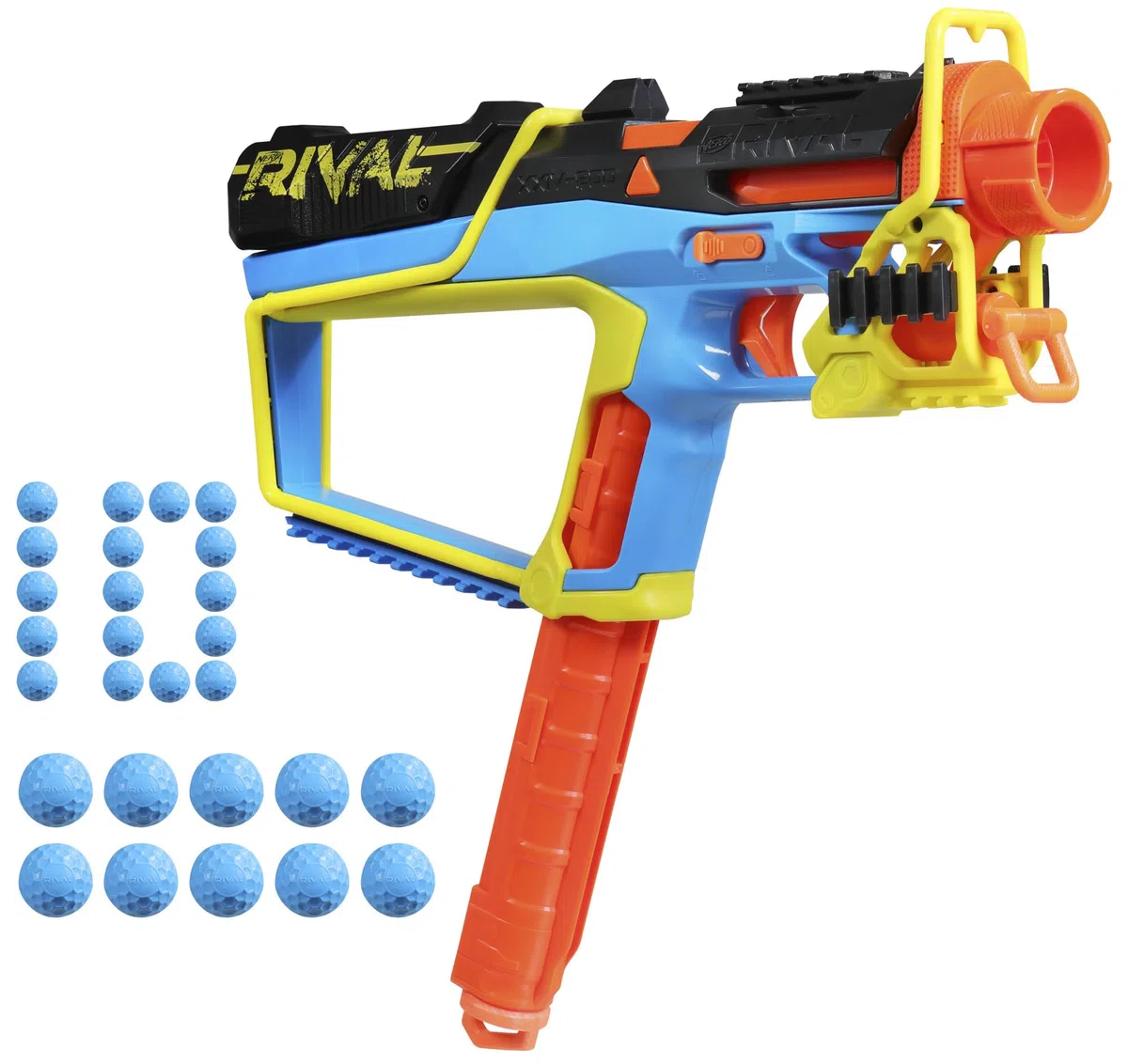 Nerf Rival Mirage XXIV-800, Blaster con 10 pallottole Nerf Rival, 2 modalità di caricamento, caricatore rimovibile da 8 pallottole, adescamento a pompa, adatto come regalo per ragazzi