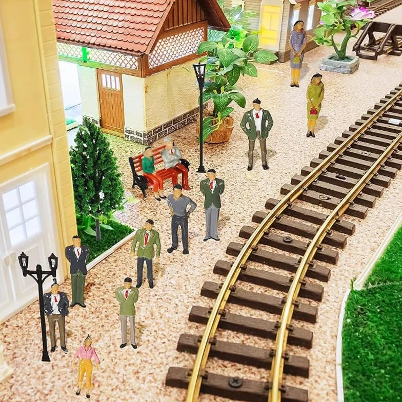 60 Piccole Persone Figure Colorate Figurine de Miniature Figure in Diverse Pose Modello Figurine di Modellini di Treni Proporzione 1:87 Modello di Persone Mini in Plastico, per Scene in Miniatura