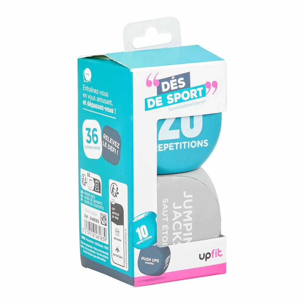 UPFIT - Dadi sportivi, per allenamento a casa, 2 dadi, colore: blu e grigio, per allenamento a casa