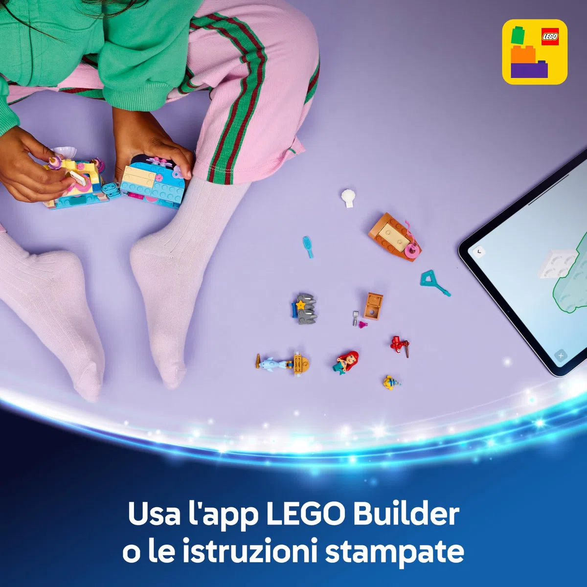 LEGO | Disney Princess Il Magico Mini-Palazzo di Ariel - Castello Giocattolo della Sirenetta con Micro-Bambolina e Figure di Sebastian e Flounder - Regalo per Bambine da 5 Anni in su - 43285