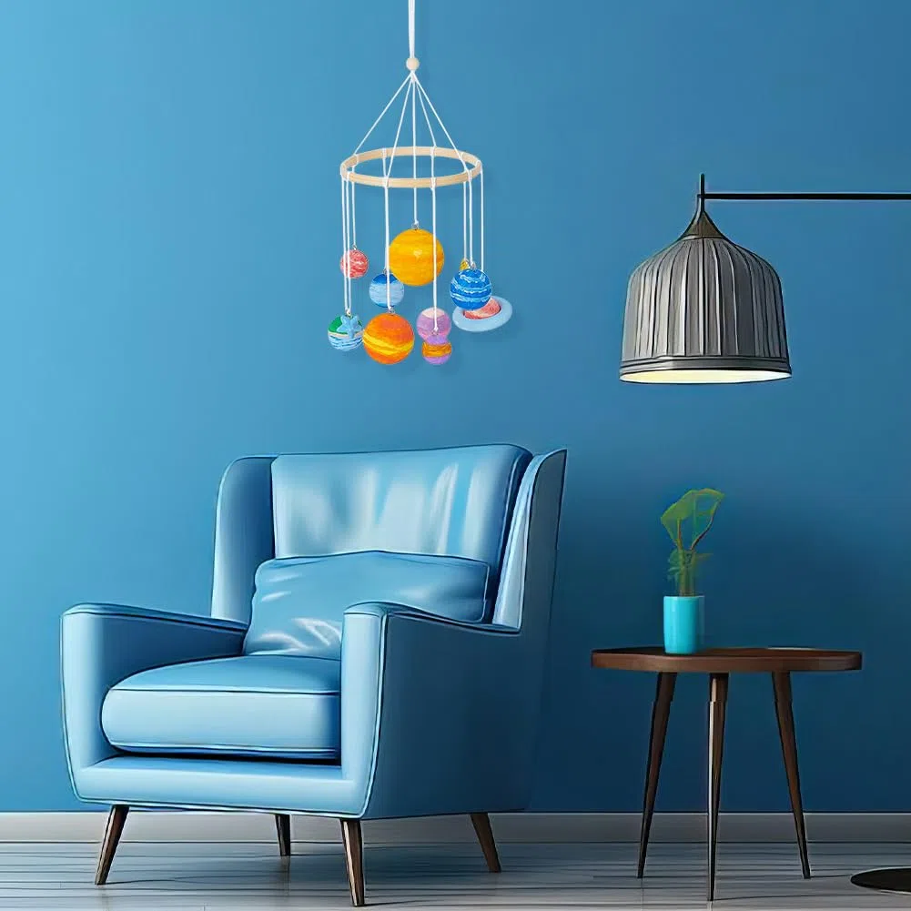 WEBEEDY Kit fai da te a energia solare in schiuma da parete, kit fai da te, sistema solare, modello di progetto con palline in polistirolo, pigmento, pennello per appendere stanza, progetti e feste