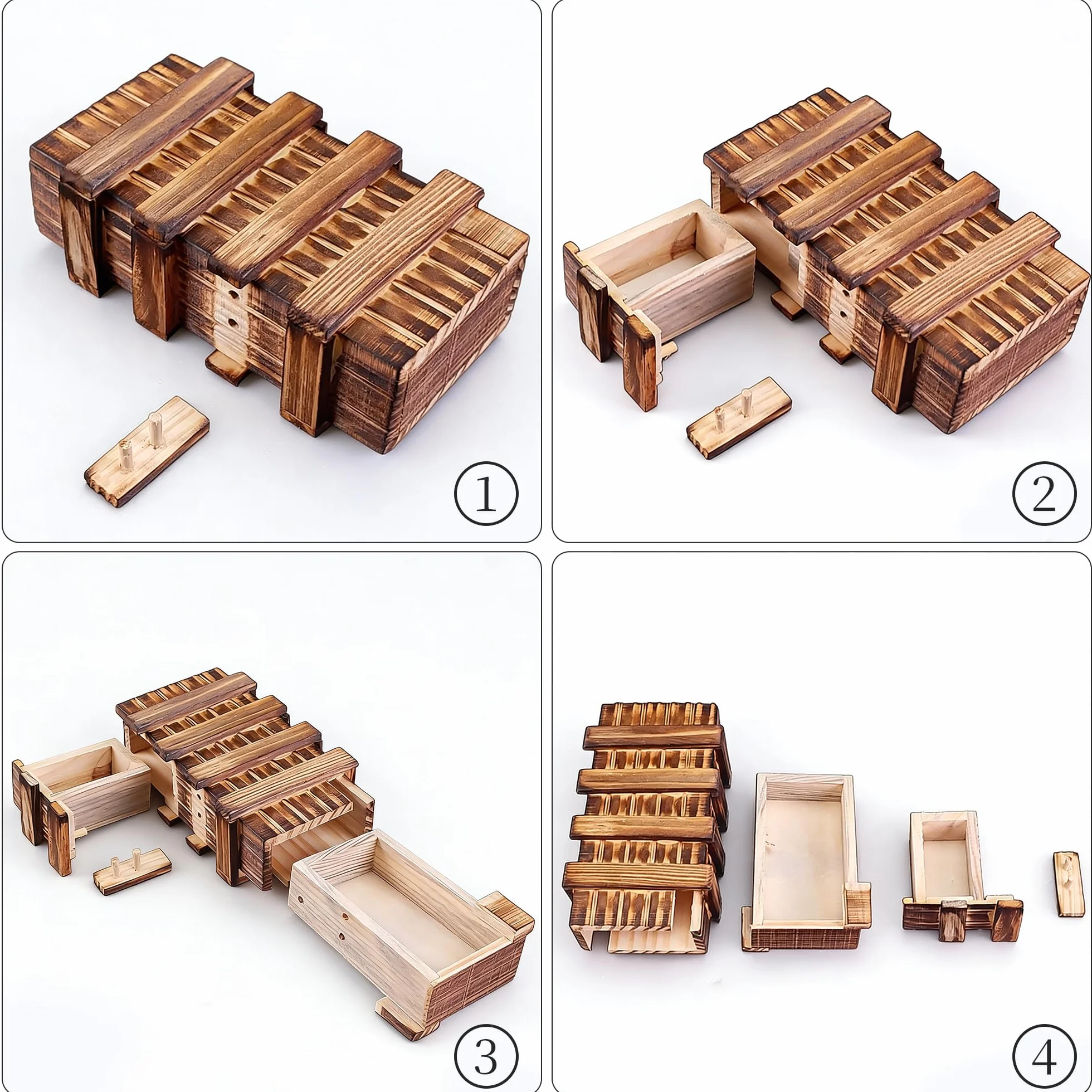 2 scatole magiche per enigmi, in legno, con scomparto segreto, set puzzle, magico, scatola regalo per denaro, regalo di matrimonio, compleanno, piccolo puzzle