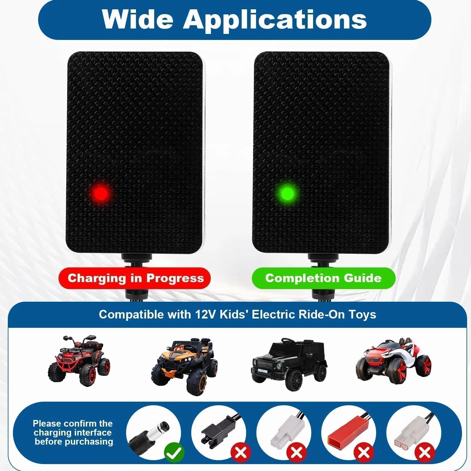 Caricatore da 12 V 1 A per bambini auto elettriche, adattatore di alimentazione con spina europea per veicoli elettrici, moto, SUV, ATV, quad, trattore e altri veicoli da 12 V 1000 mA – nero