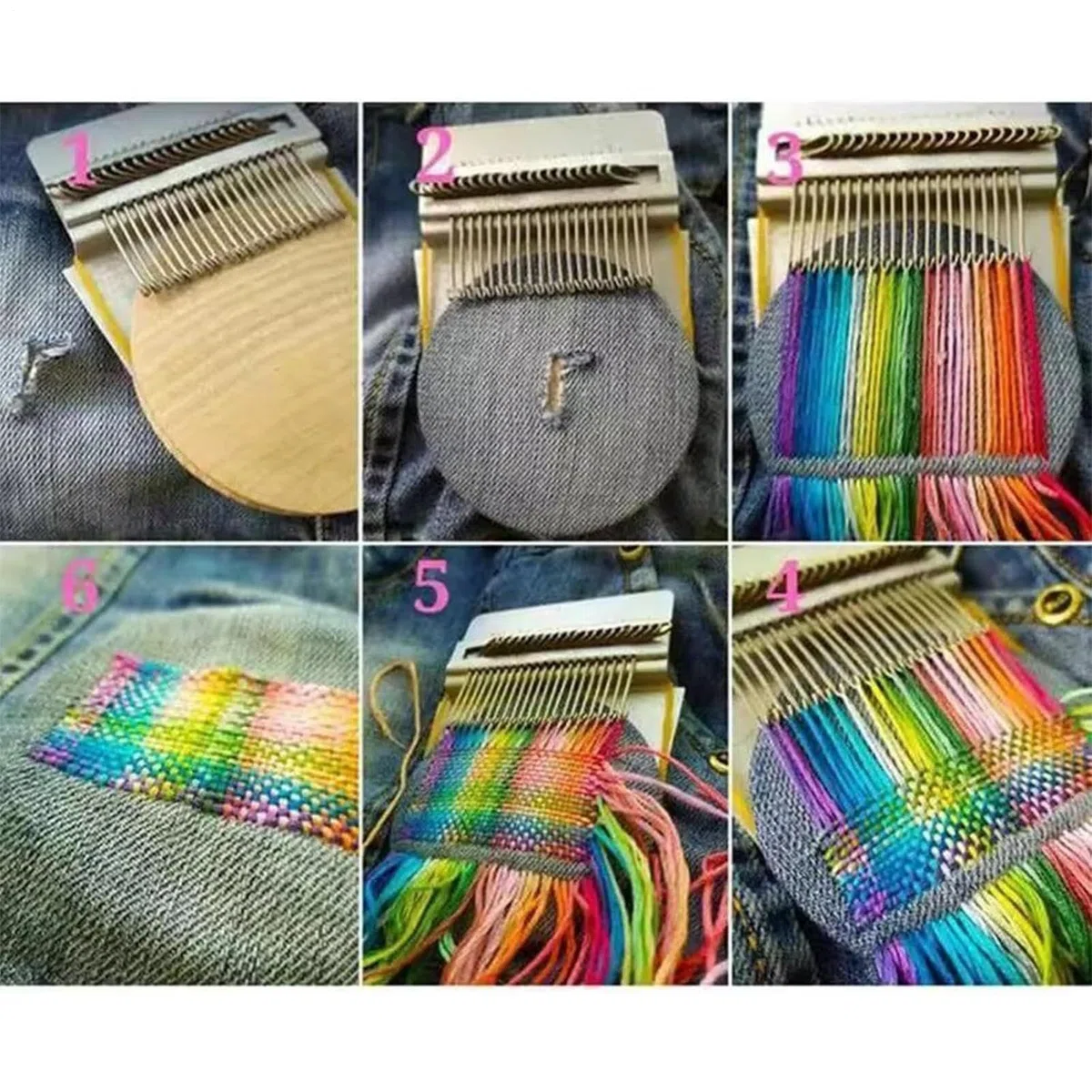 Generico Kit di per tessitura, set di riparazione per rammendo, strumenti per rammendare, ganci e aghi, kit toppe per filo per sciarpe di stoffa, maglioni, strumento per tessitura con struttura