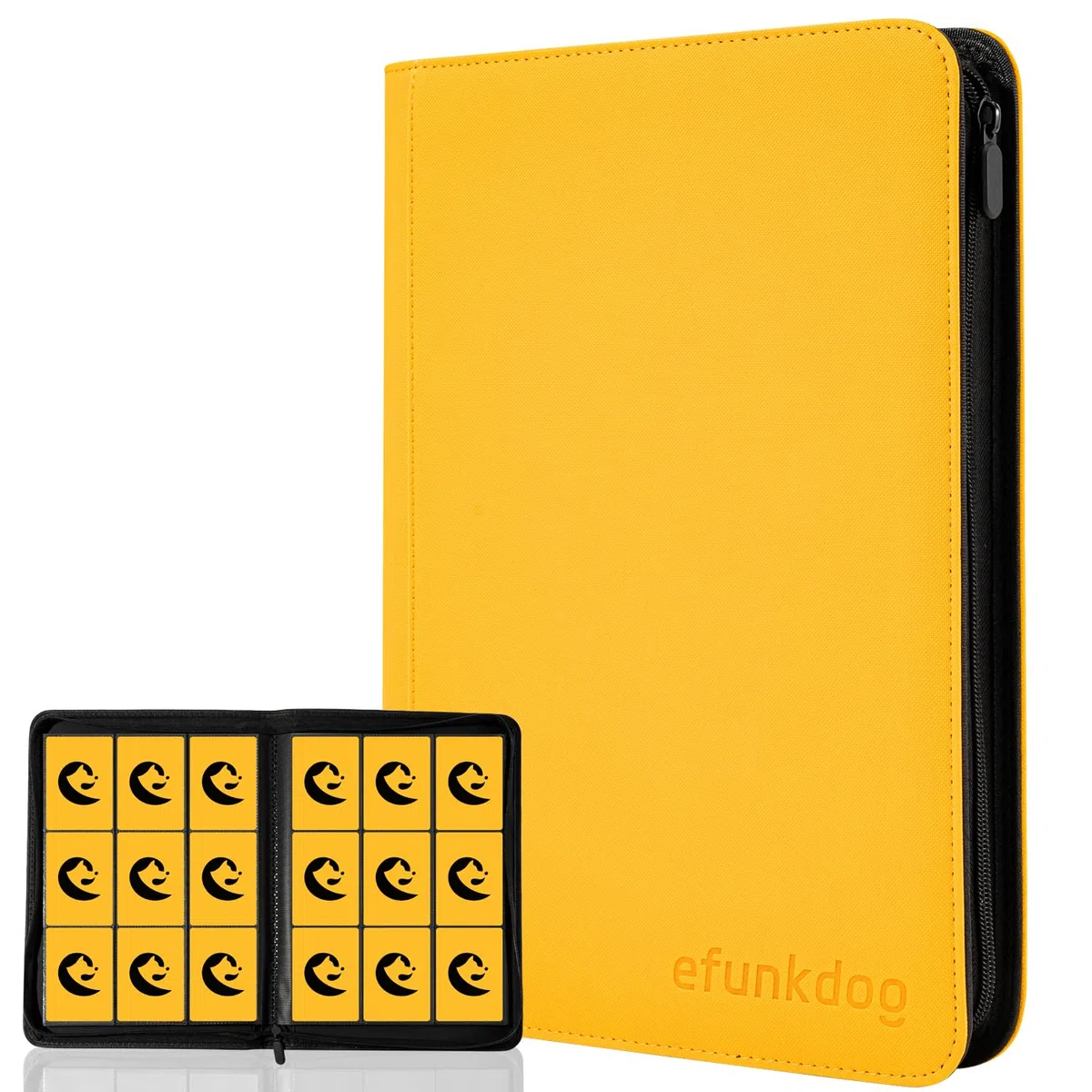 Raccoglitore Carte, Album portacarte collezionabili 9 tasche Copertura in PU con cerniera, Capacità di 360 carte per TCG e carte sportive (Giallo)