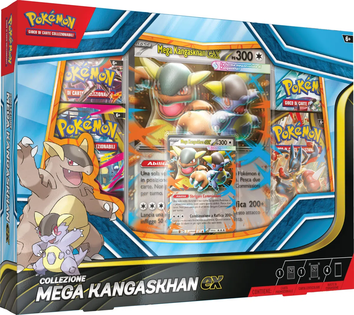 Pokémon: collezione Mega Kangaskhan-ex del GCC Pokémon (una carta promozionale olografica, una carta promozionale lenticolare gigante e quattro buste di espansione)