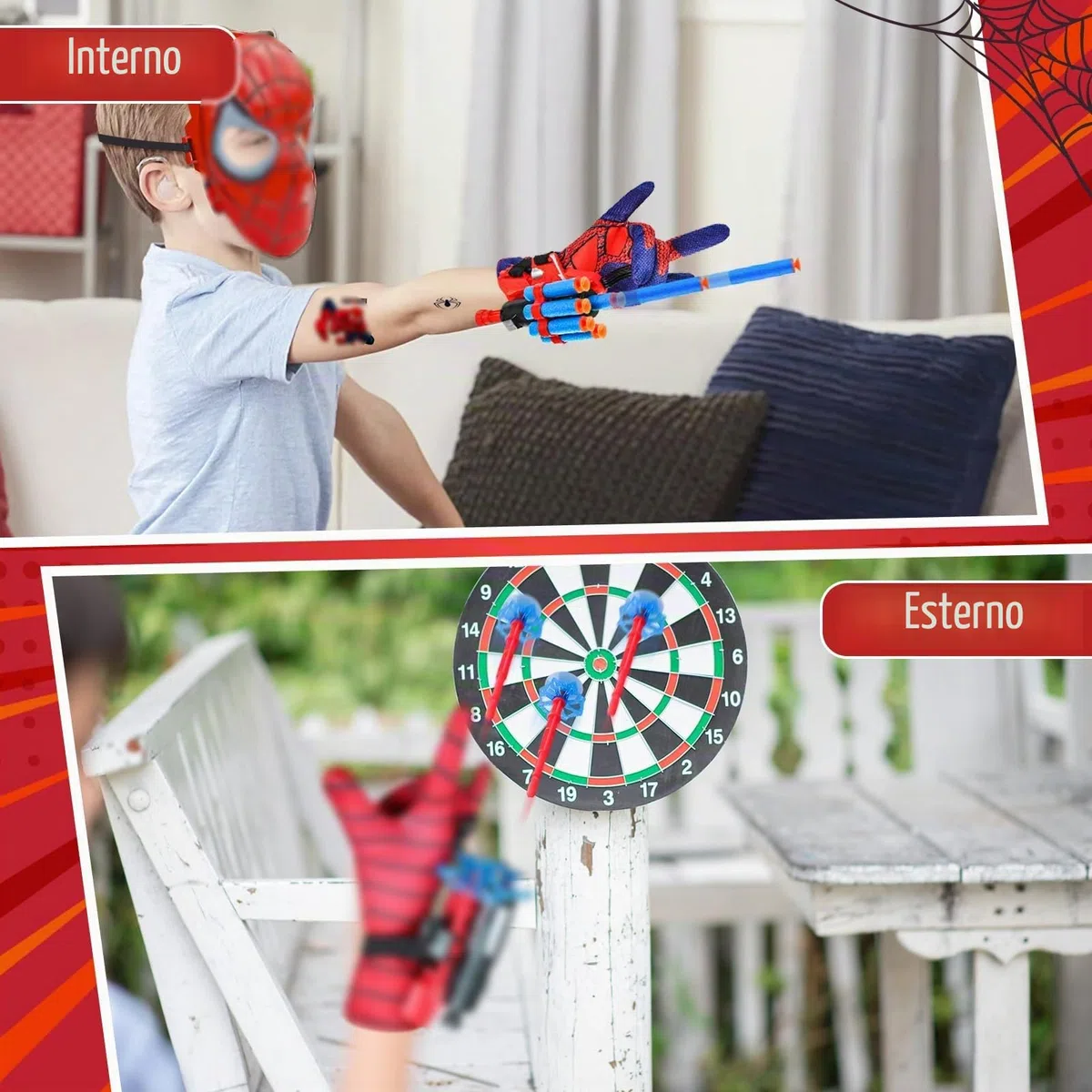 Set di 2 Guanti per Bambino,Guanti Maschera Spara Ragnatele Launcher Set,Giocattolo da Polso Web Launcher Toy,Giochi Bambino 5-10 Anni (A)