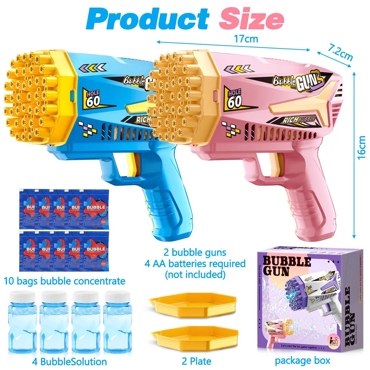 Pistola a Bolle per Bambini, 2 Pieces Macchina Automatica per Bolle, Sparabolle di Sapone LED, 15000 + Bolle/Min, per Feste Compleanno All'aperto Matrimoni, Verde, per Bambini Giardino Estivi