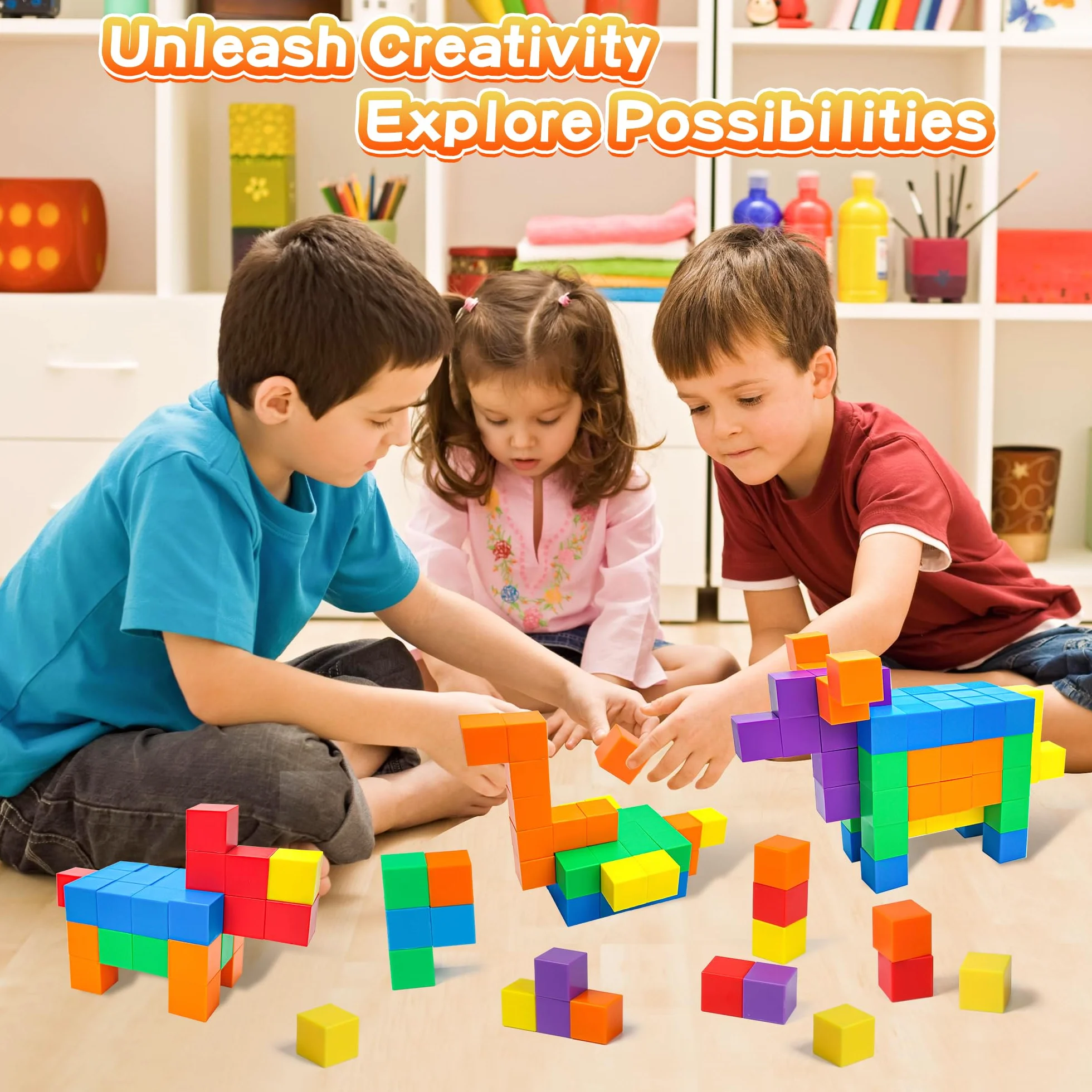 ROUSKY 48 pezzi strumenti didattici matematici – cubi magnetici esagonali, blocchi magnetici, pensiero spaziale, modelli geometrici solidi per studenti, mattoncini magnetici per bambini