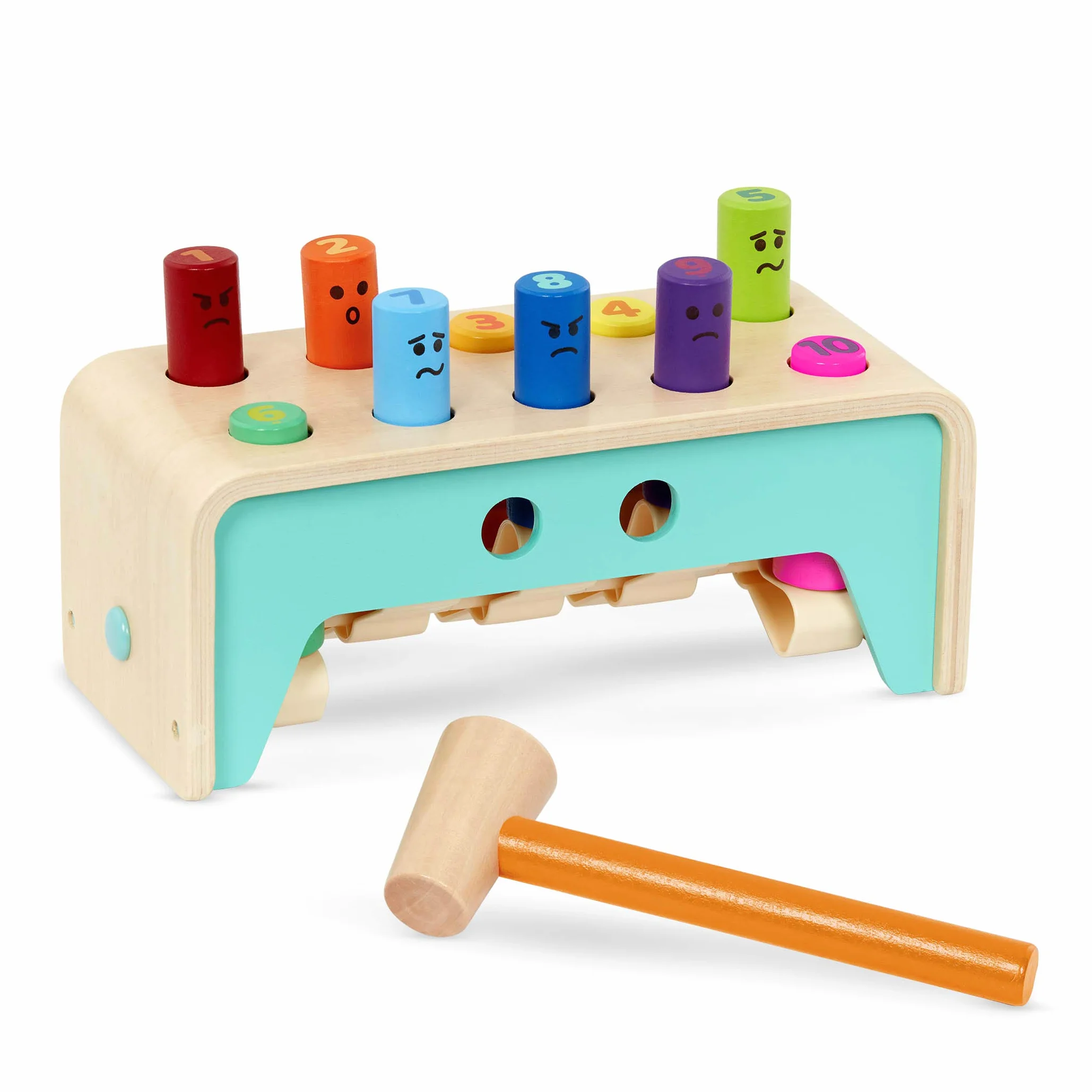Battat – Panca per Il Peso e Il conteggio – Martello di Legno per Bambini e Ragazzi – Panchina con pioli e mazzuolo – Giocattolo colorato per Lo Sviluppo – Panca per Il Peso e Il conteggio – 1 Anno +