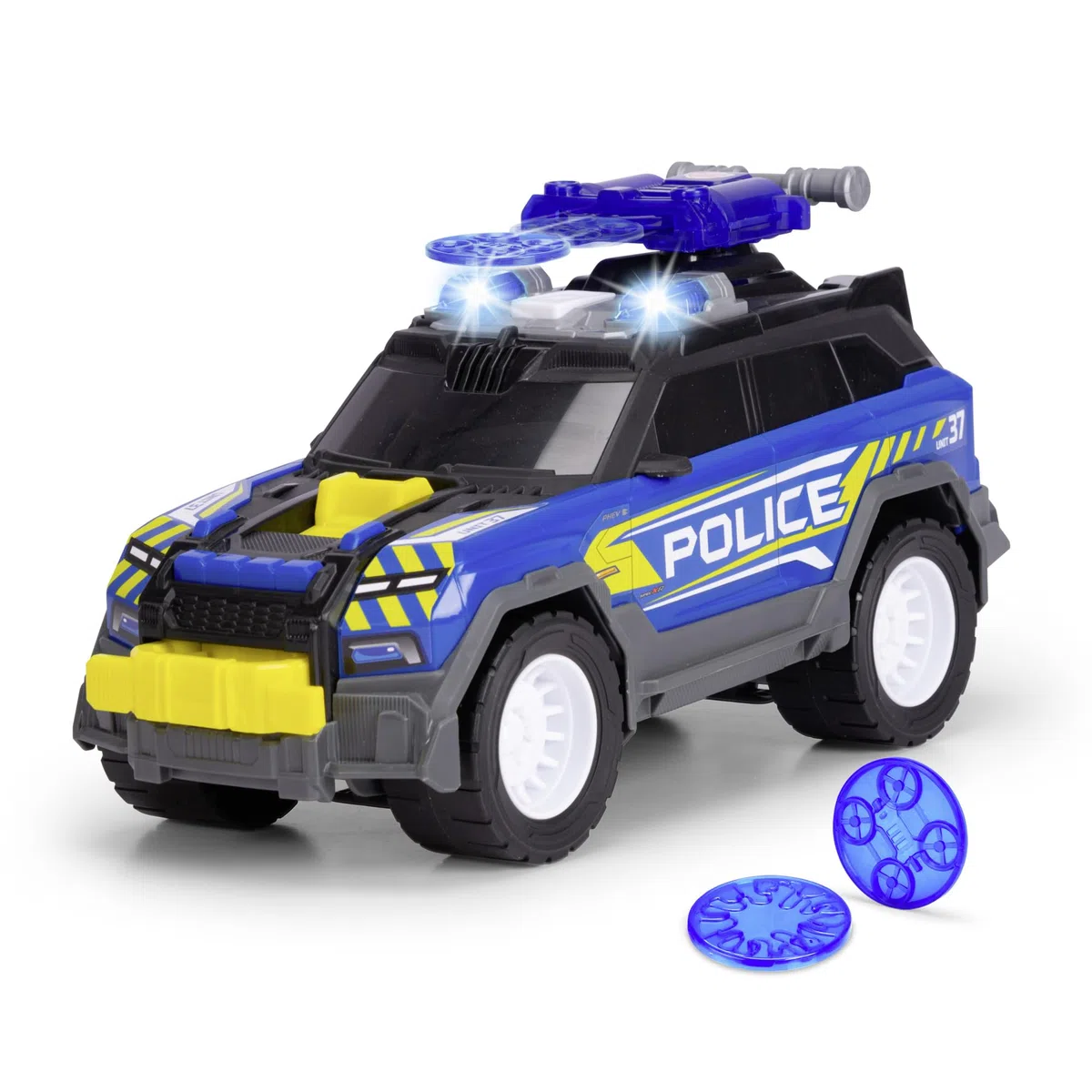 Dickie Toys - Police SUV 30 cm, a partire dai 3 anni, con funzione di tiro e accessori, con luci e suoni, batterie incluse, 203306022