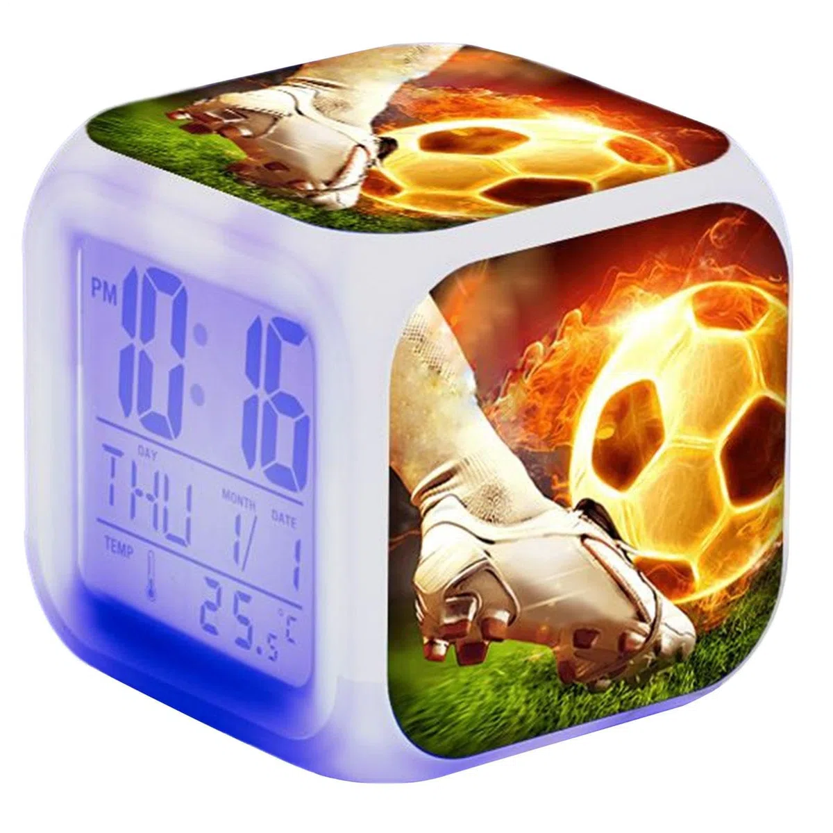 Sveglia per bambini | Orologio da tavolo con LED, sveglia da comodino da calcio, scrivania, piccola digitale, elettronica per la decorazione della casa