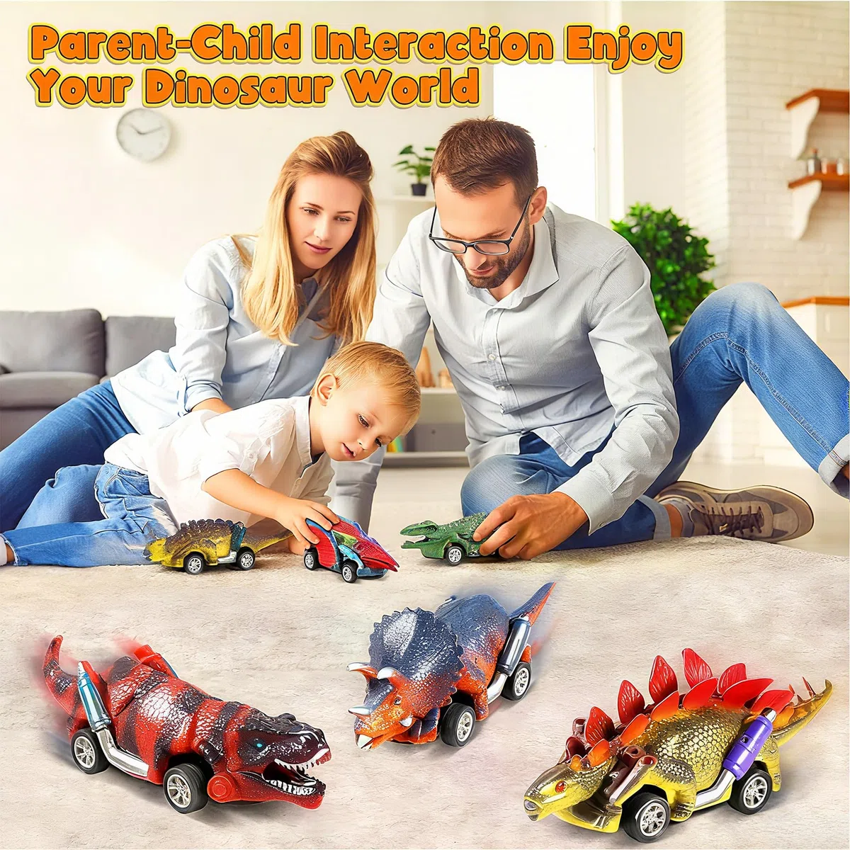 Dinosauri Macchinine Giocattolo per Bambini - 6 Pezzi Dinosauro Giocattolo Tirare Indietro Auto con Tappetino attività - Regalo per Bambini 2 3 4 5 6 Anni Ragazzo e Ragazza - Pasqua Regalo