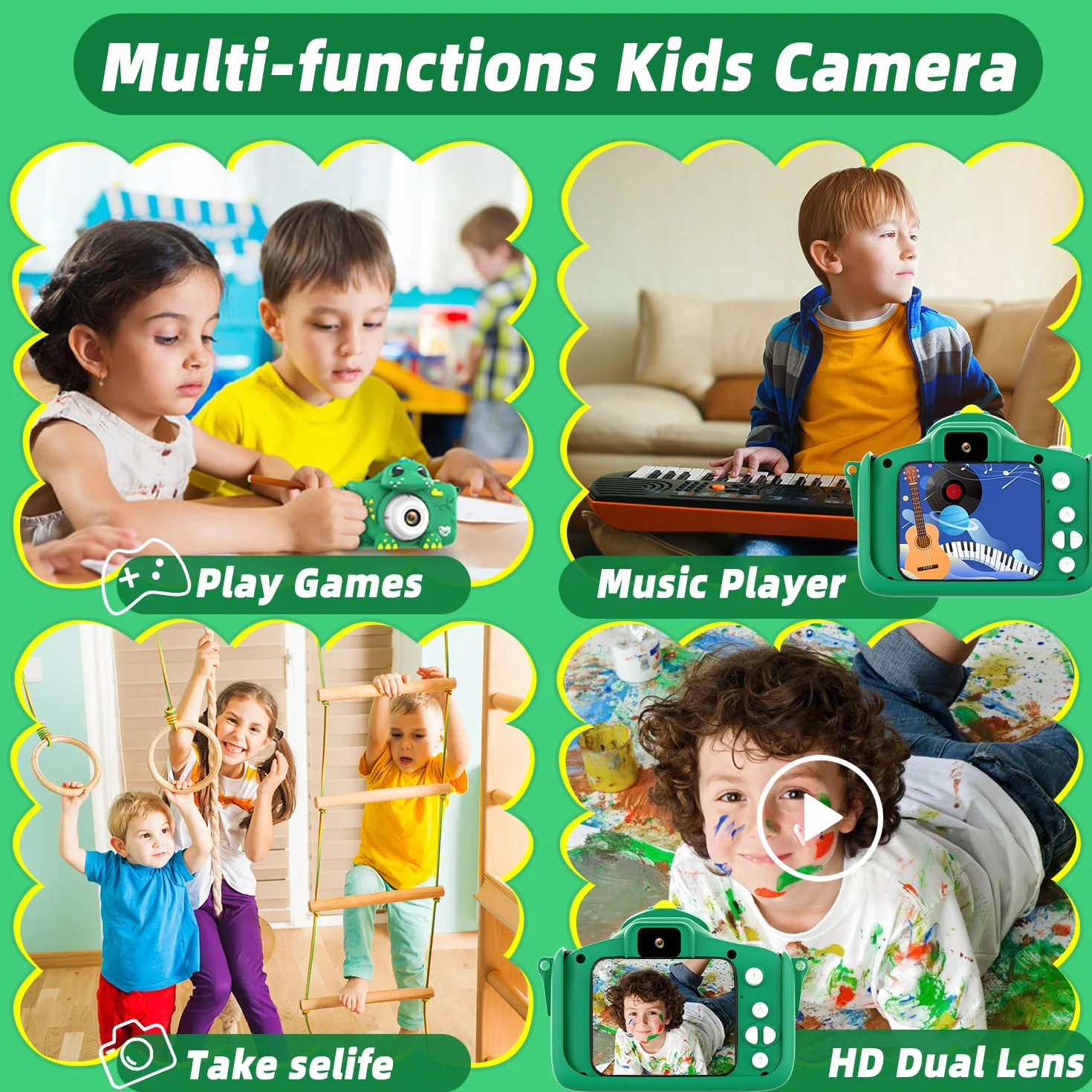 Fotocamere per bambini 2.0 Pollici Fotocamera Digitale 1080P HD Mini Macchina Fotografica Bambino con Carta 64GB Regalo Compleanno di 3-10 Anni Bambino per Ragazza Ragazzo