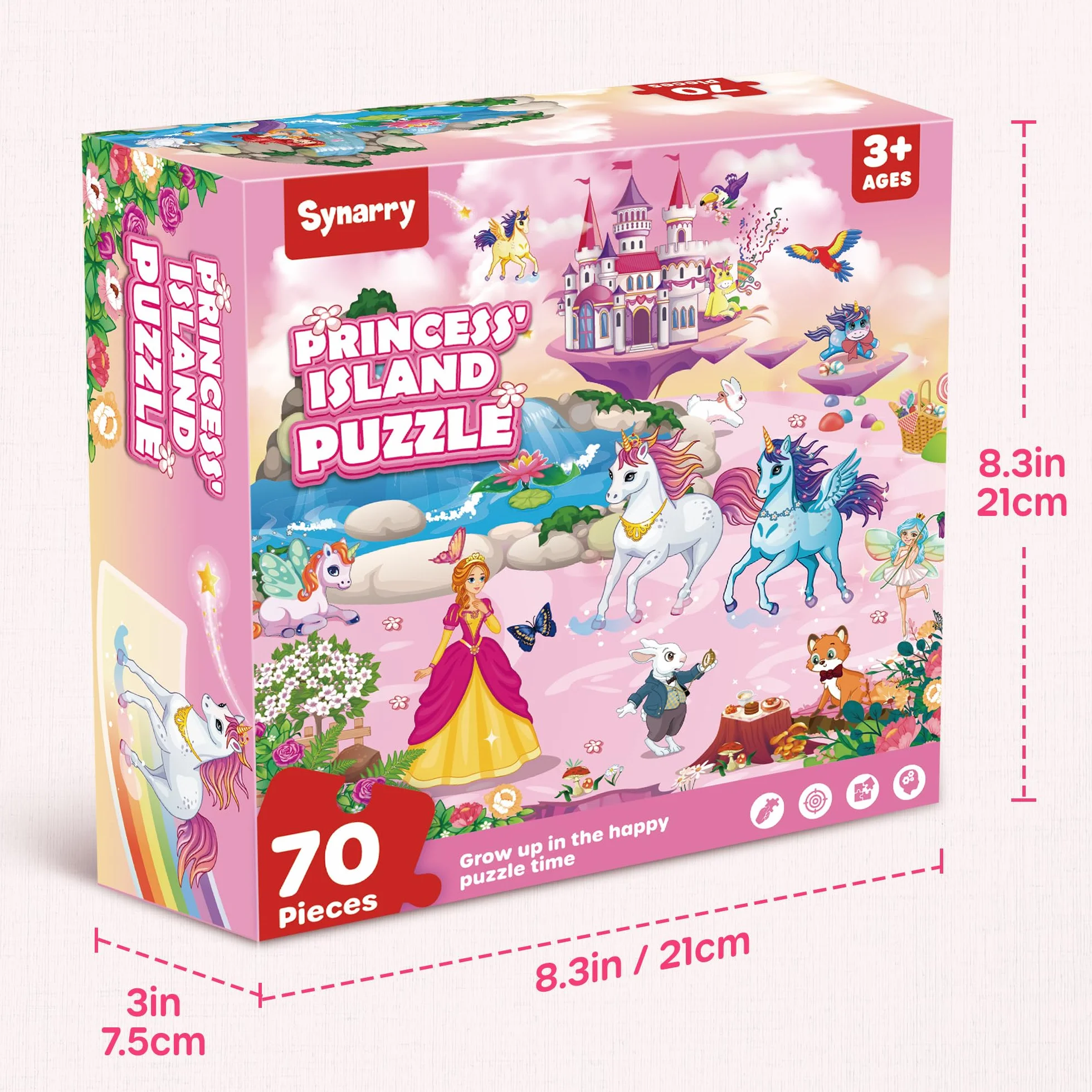 SYNARRY Puzzle da Pavimento Unicorno Princess in Legno Bambini 3 4 5 6 7 8 Anni, 70 Pezzi Puzzle Unicorno, Giocattoli Educativi Prescolari Regali