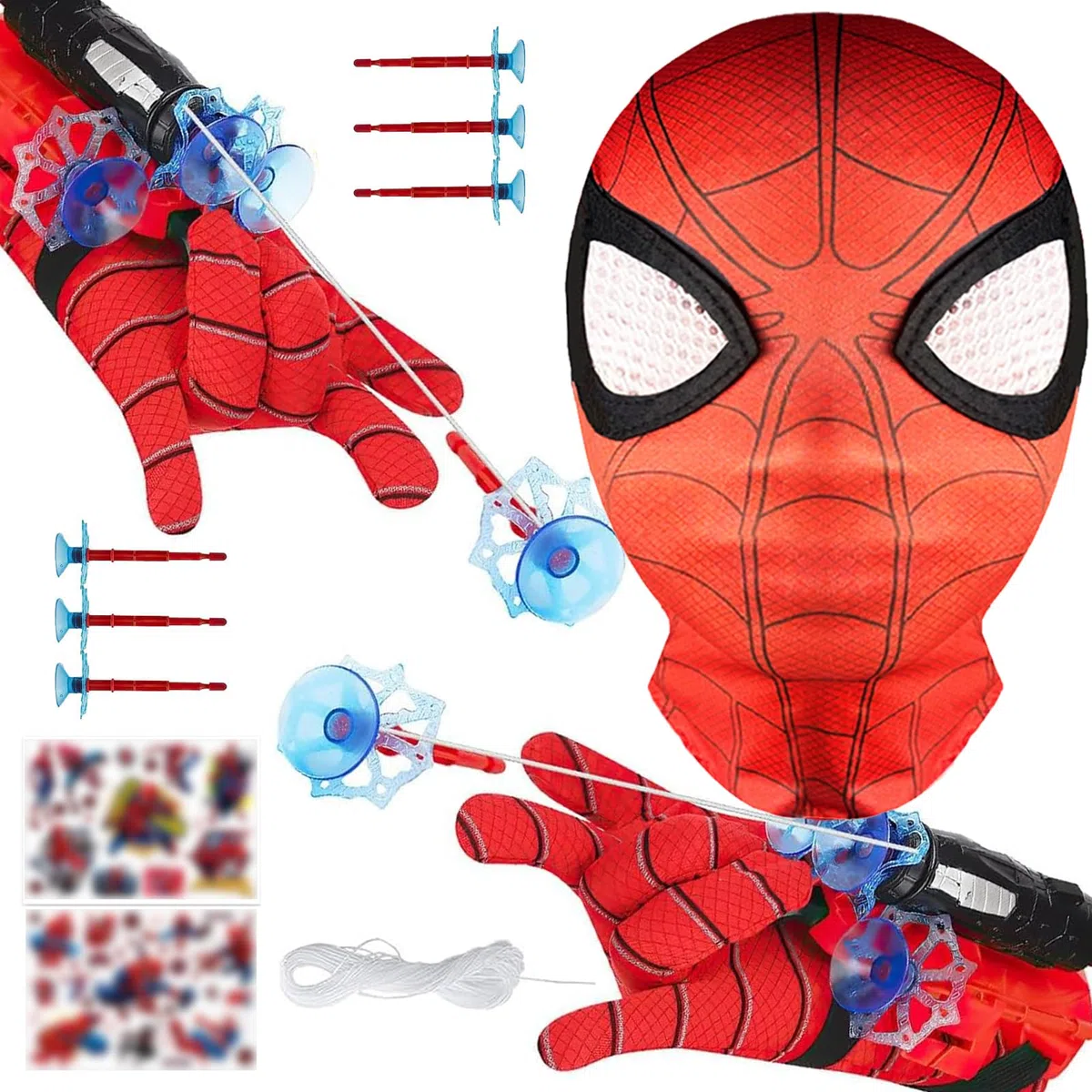 Set di 2 Guanti Spiderm Launcher Glove Spiderm Launcher Glove Guanto Spiderm per Bambini Guanto di Spiderm spara ragnatele Guanti Launcher per Giochi Spiderm Glove Launcher Set