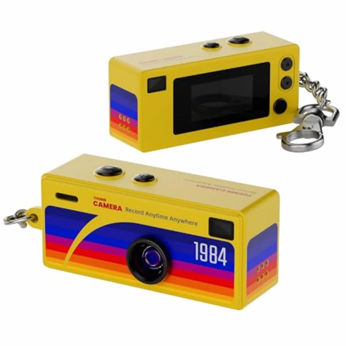 Mini Camera Keychain, Retro Portable Thumb Camera, Mini Digital Camera, 1080P 130° Wide Angle Pocket Video Camcorder, for Travel Vlog Recording (Yellow)