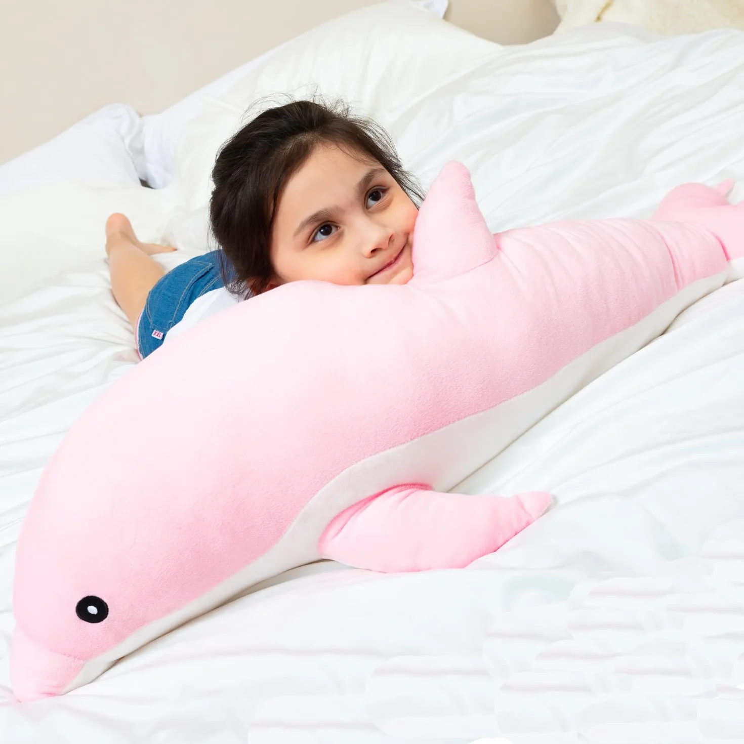 Kekeso Giocattoli Di Peluche Delfino Giocattoli Morbidi Di Peluche Che Abbracciano Il Cuscino Bambole Delfino Per Le Ragazze Dei Bambini Che Dormono Cuscino Regalo (70cm/27.55in, Rosa)