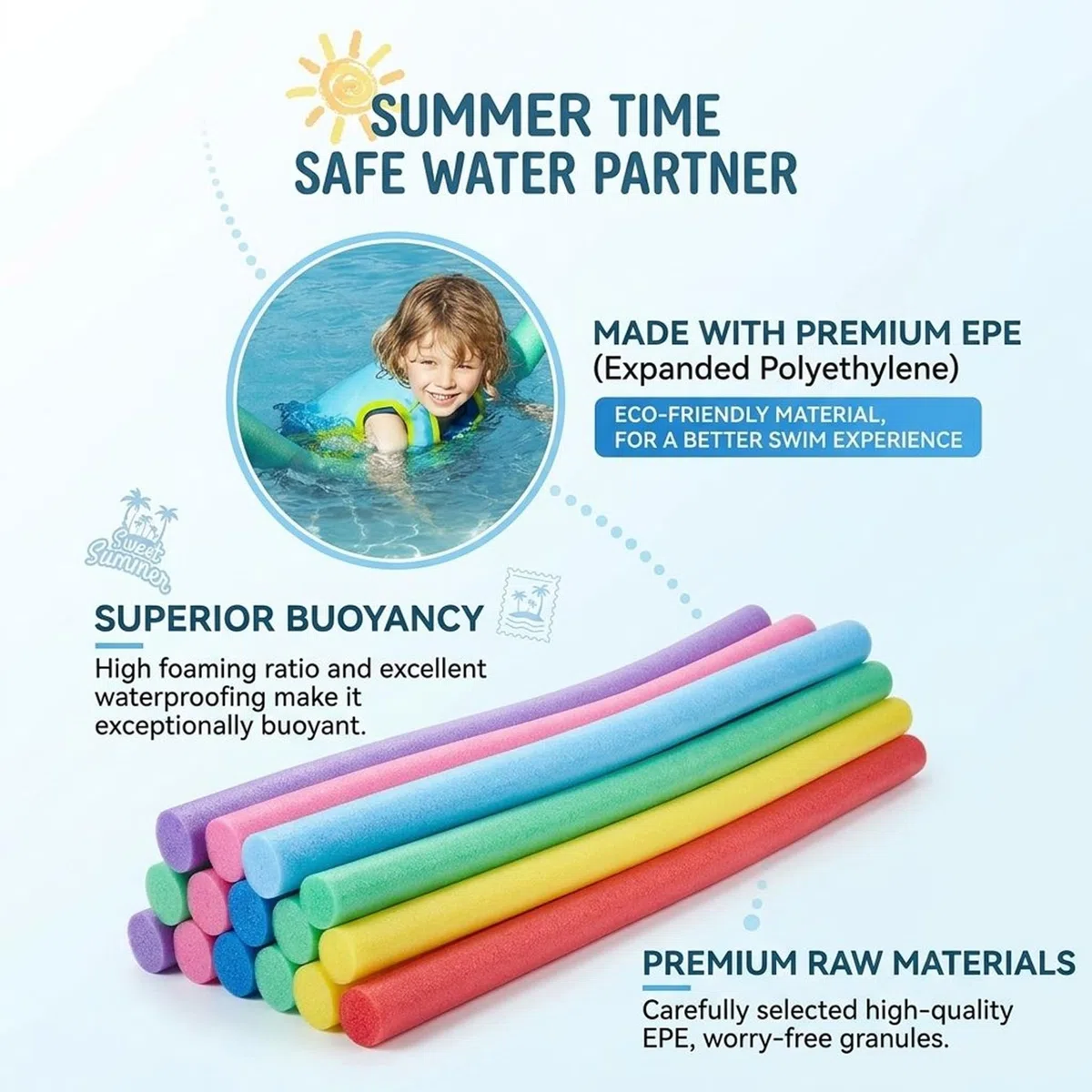 Jumbo Pool Noodles Red Foam Swim Noodles – Confezione da 3 Jumbo Pool per giochi di ginnastica e benda per bambini, 59 pollici