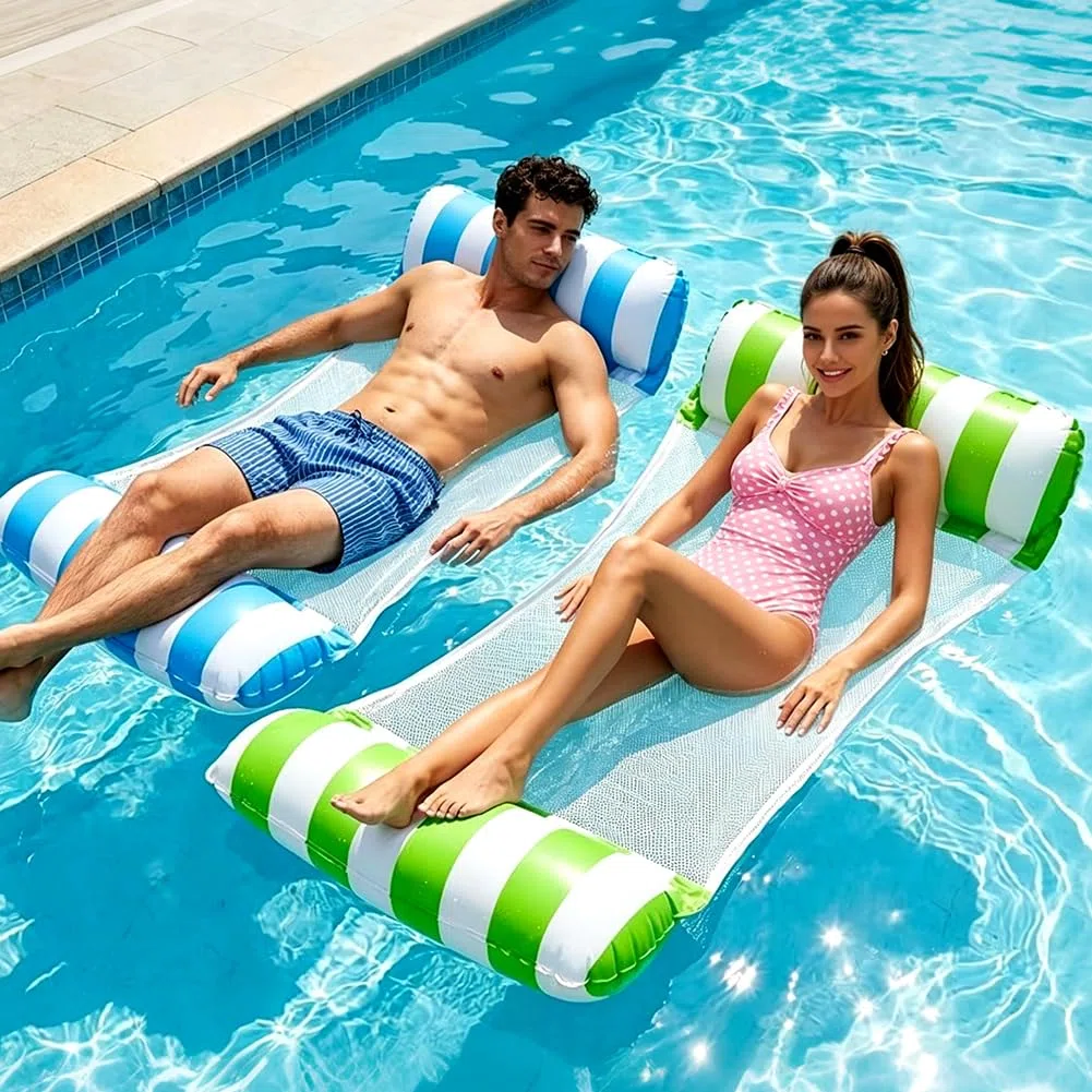 Set da 2 Amaca Gonfiabile Galleggiante, Amaca Galleggiante, Materassino per Piscina 4 in 1, per adulti, per feste estive in acqua e spiaggia