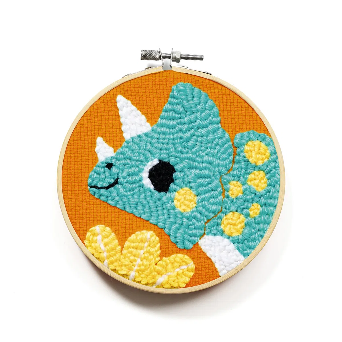 My Mandarine KC162C - un kit punto croce per bambini PUNCH NEEDLE - quadretto 18x18 cm - a partire dai 6 anni - DINO