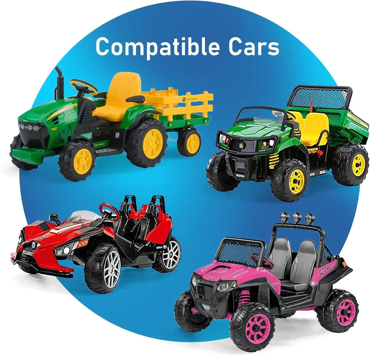 Caricatore da 12 V per Peg Perego bambini elettrico auto Ground John Deere Force Tractor Gator Polaris Outlaw Citrus RZR 900 giocattolo di guida elettrico moto SUV ATV XUV auto una varietà di auto