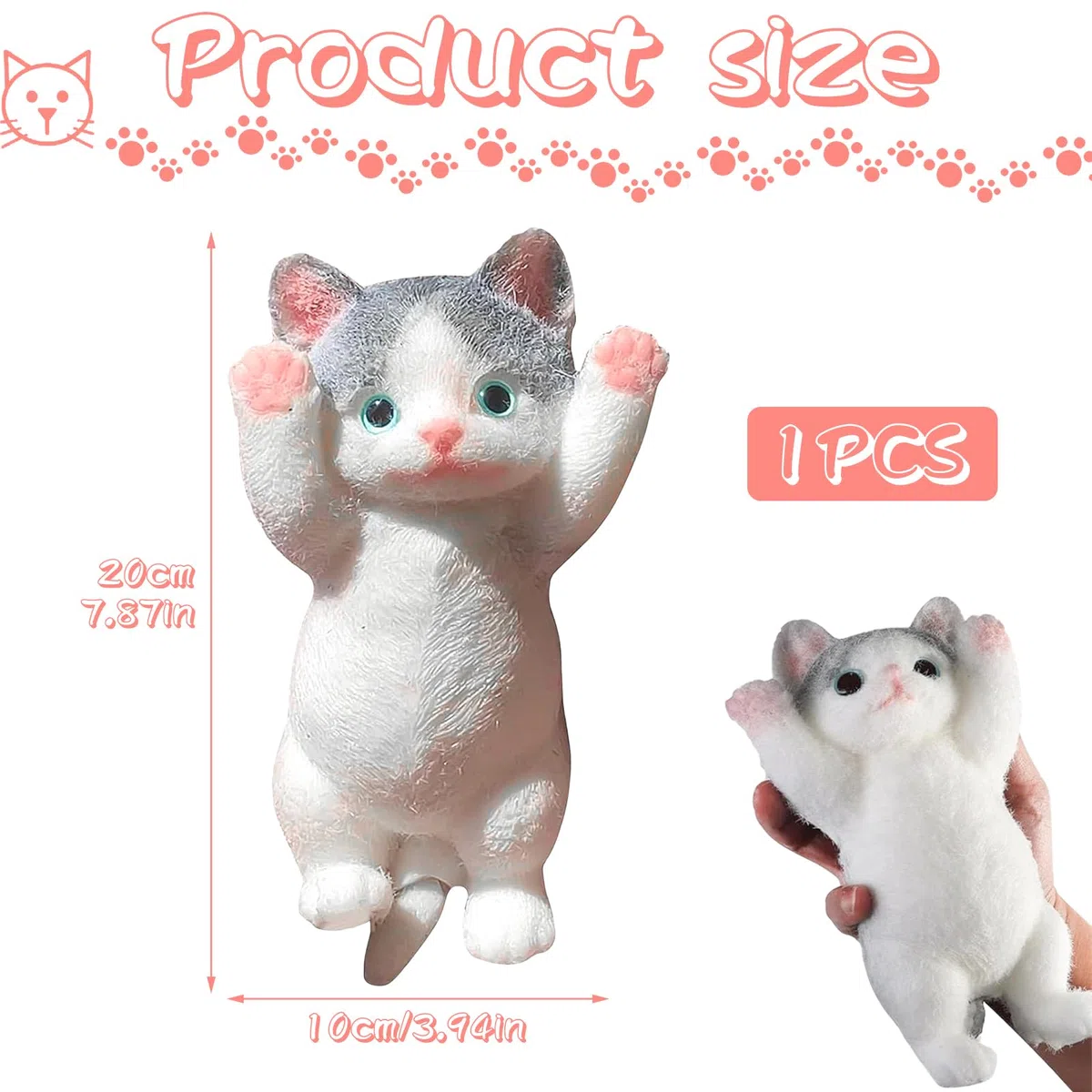 Squishy Gatto, Taba Squishy Giocattolo Antistress Fidget Toys Giocattoli da Spremere di Gatto Regali Antistress per Bambini e Adulti, 20 x 10 cm