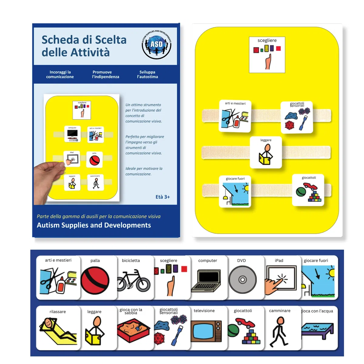 Autism Supplies and Developments Scelta attività - Agenda Visiva Bambini Autismo – 16 Flashcards – CAA Giochi Montessori/Educativi – Ludattica – Regali Autistici – Italiano