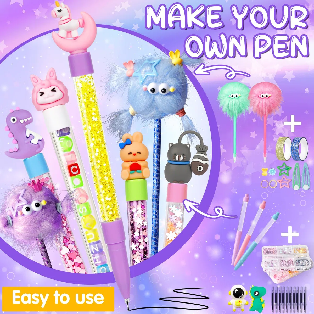 Laboratorio Delle Penne Personalizzate con 170+ Accessori, Kit Creativo per Creare Penne Fabbrica, Lavoretti Creativi per Bambini, Idee Regalo per Ragazze 5-12 Anni