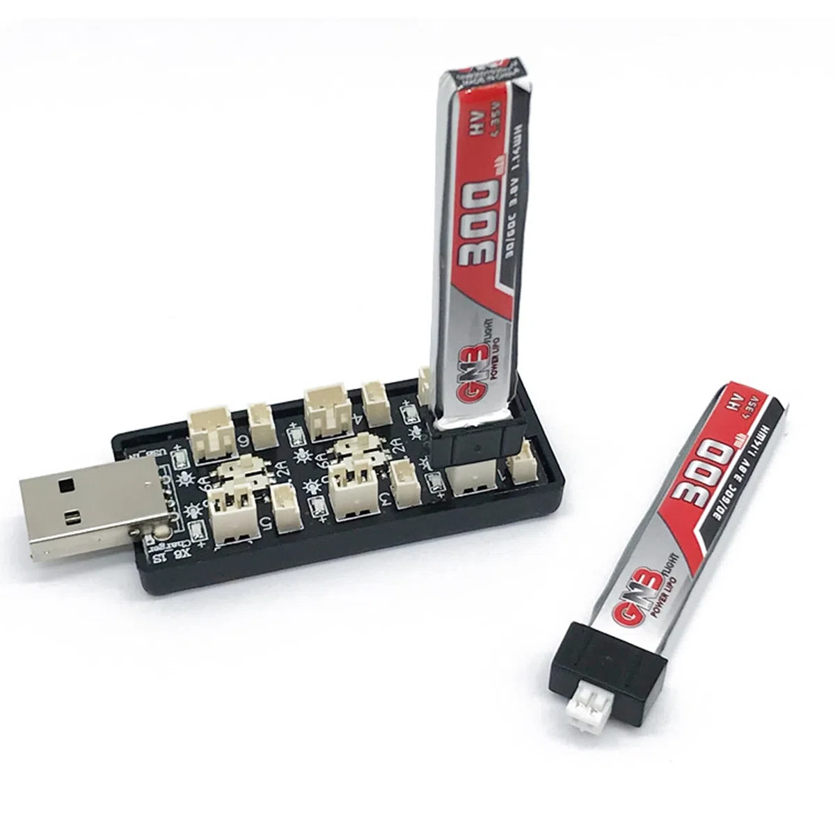 Caricatore USB 1S LiPo 3,7/4,20V 3,8/4,35V 6 canali 1S LiHV Caricabatterie per batteria FPV Plus Micro JST 1.25 JST-PH 2.0 mCX Spina mCPX (3,7/4,20V)