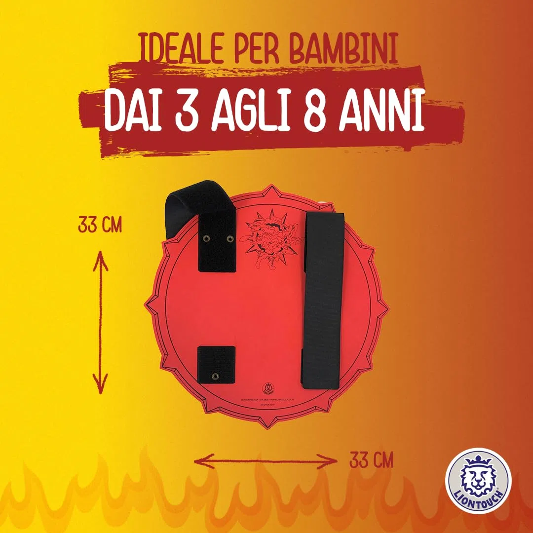 Liontouch - Scudo Fantasy con Fiamme - per Bambini età 3-8 Anni | Giocattolo Medievale in Sicura Gommapiuma per Giochi di Ruolo con Tema Fiamme Ruggenti | Accessorio per Battaglie, Cosplay e Costumi