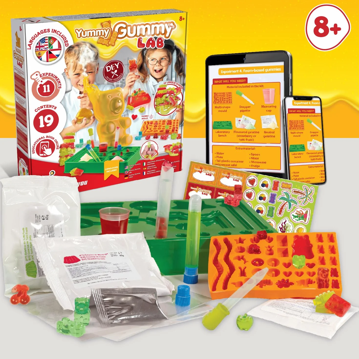 Science4you Laboratorio di Caramelle Gommose– Kit per la Confezione di Caramelle per Creare Dolci in 19 Forme Diverse, Comprese Quelle dell'Orso Gigante, Regalo per Bambini di 7 8 9 10 11+ Anni