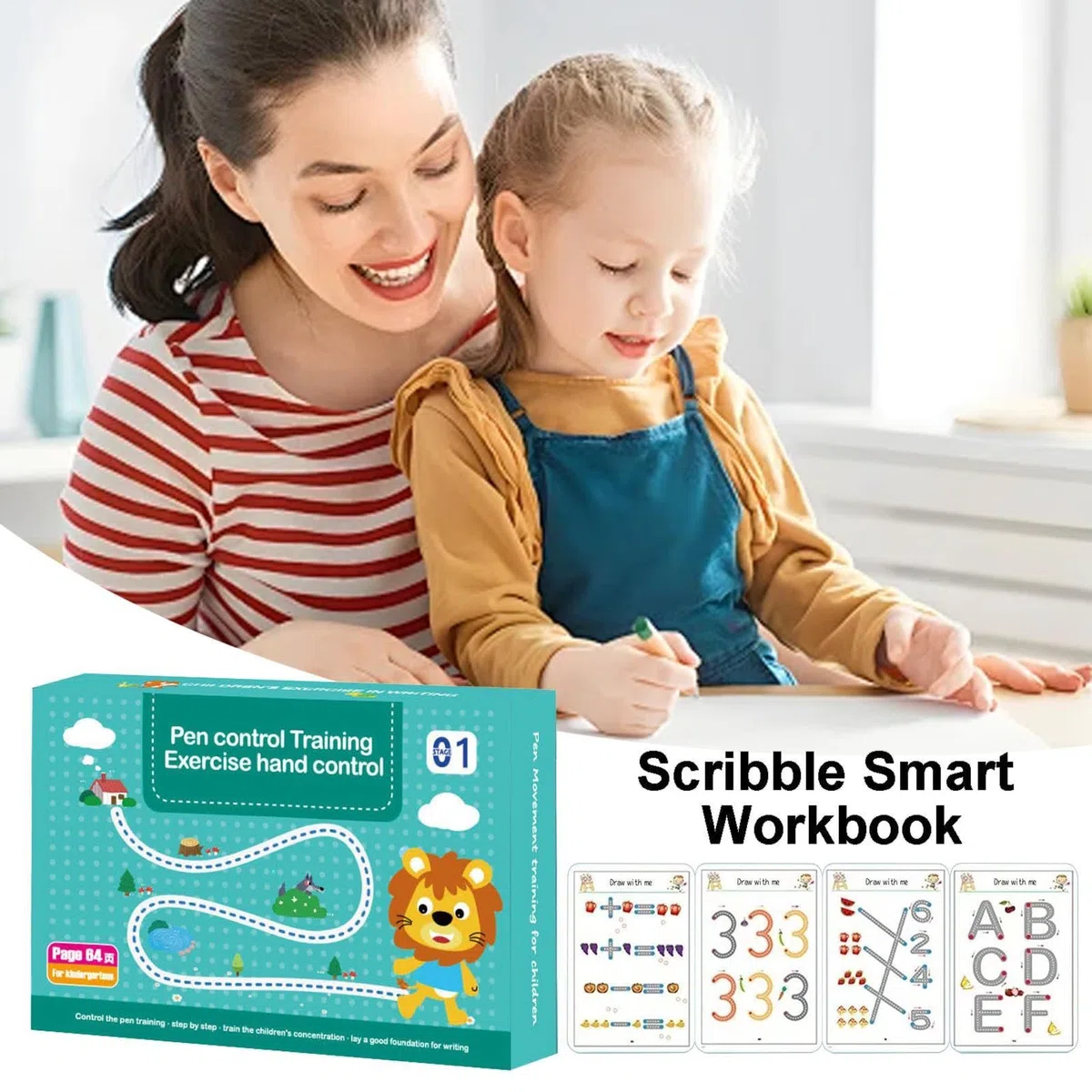 Tôddler Workbook - Libro Di Tracciamento Delle Lettere In Età Prescolare Per Bambini | Quaderno Di Pratica Riutilizzabile Per Il Controllo Della Penna | Libro Di Formazione Sulla Scrittura Dei Numeri