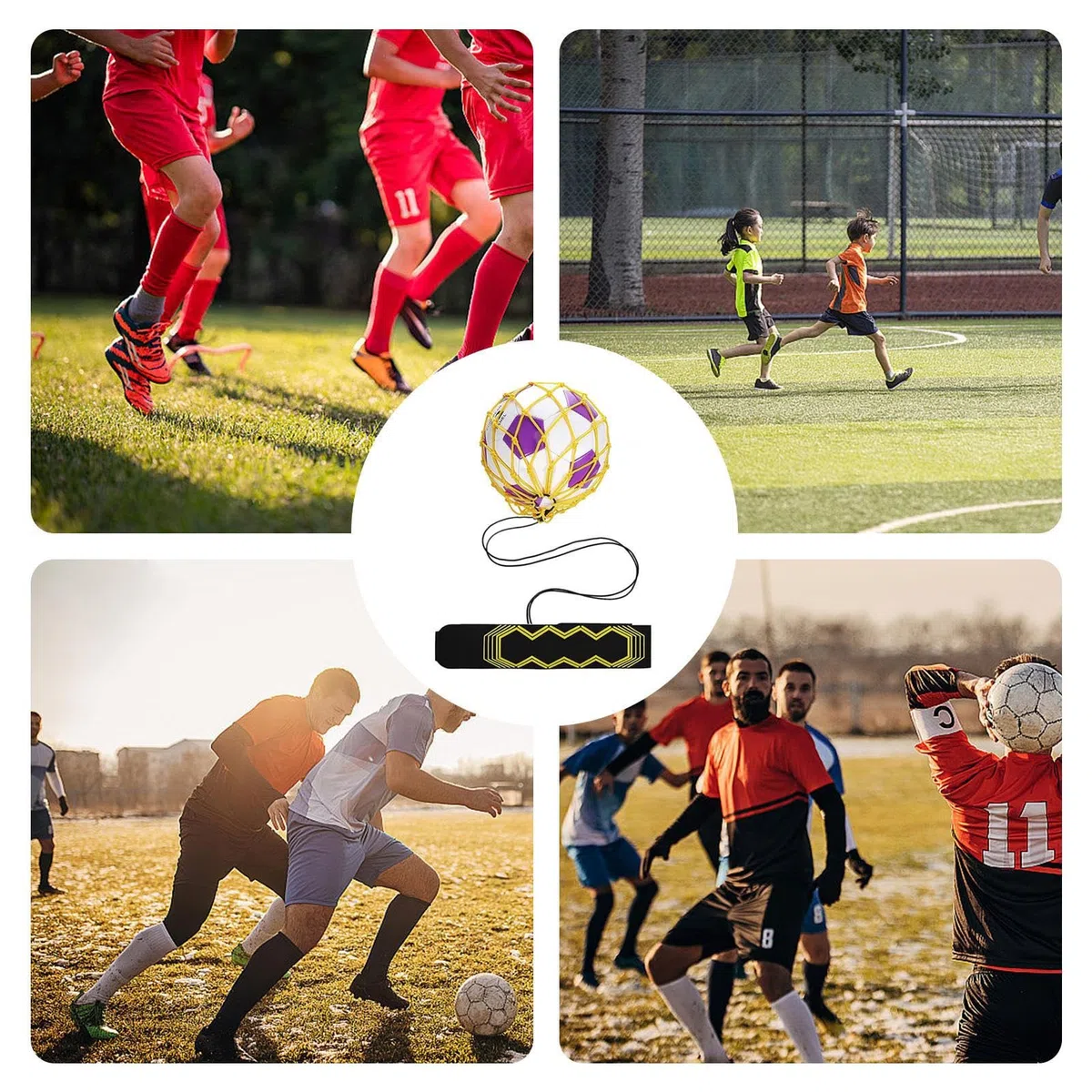 Football Kick Trainer – Calcio Kick-Back – Guida per il calcio con cintura di regolazione flessibile | Socker Knock -Back – Guida per dribblare, giocoleria e passare, palla da calcio